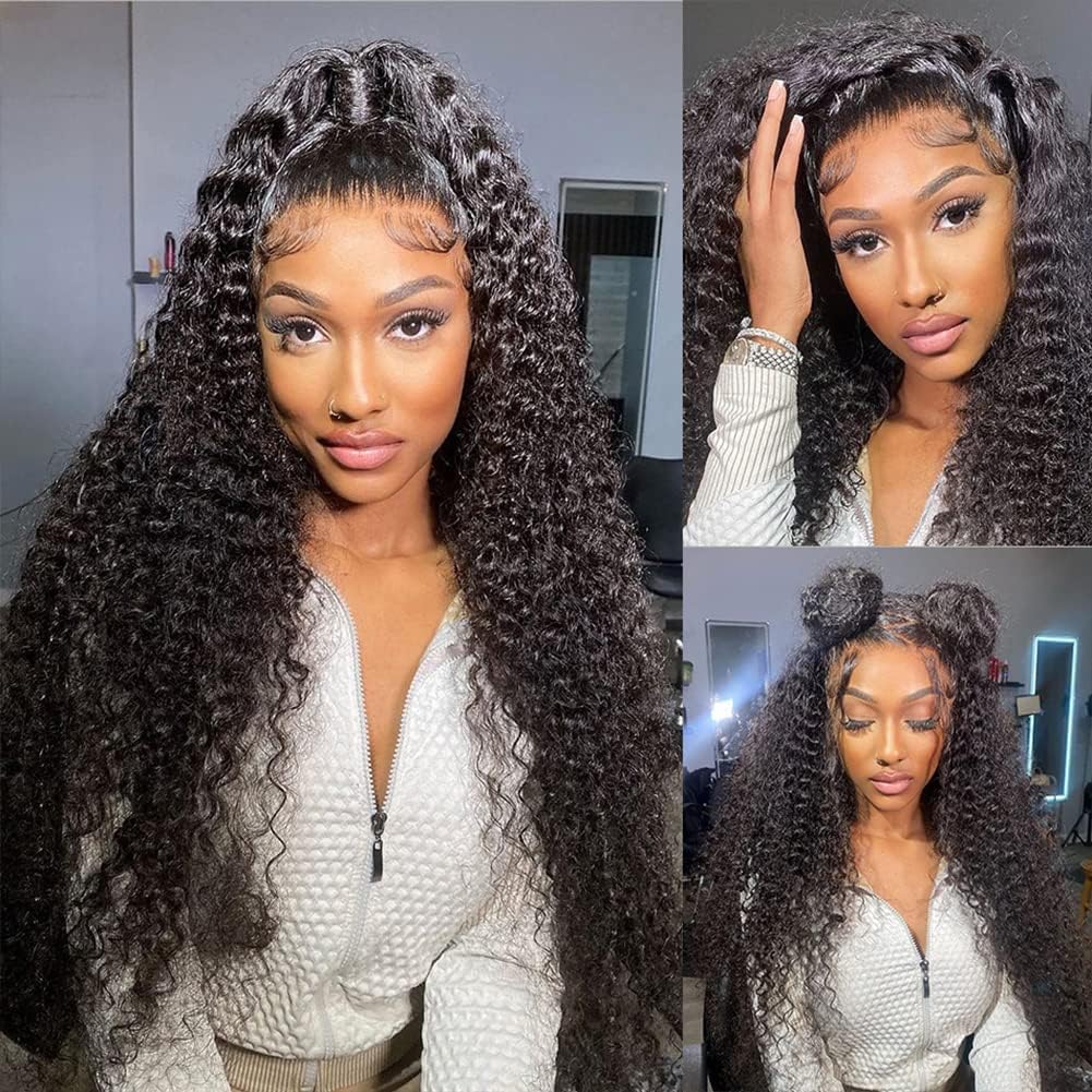 360 Lace Front Wigs Human Hair Deep Wave - 22 Inch HD Full Lace Wigs with Baby Hair & Pre Plucked Hairline | Natural Black Color | Perfect for Daily Wear, Parties, Cosplay & Special Occasions