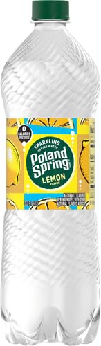 Sparkling Poland Spring Natural Spring Water with Lively Lemon Flavor - 33.8 oz Single Plastic Bottle | Refreshing Hydration for Workouts, Office & Outdoor Activities
