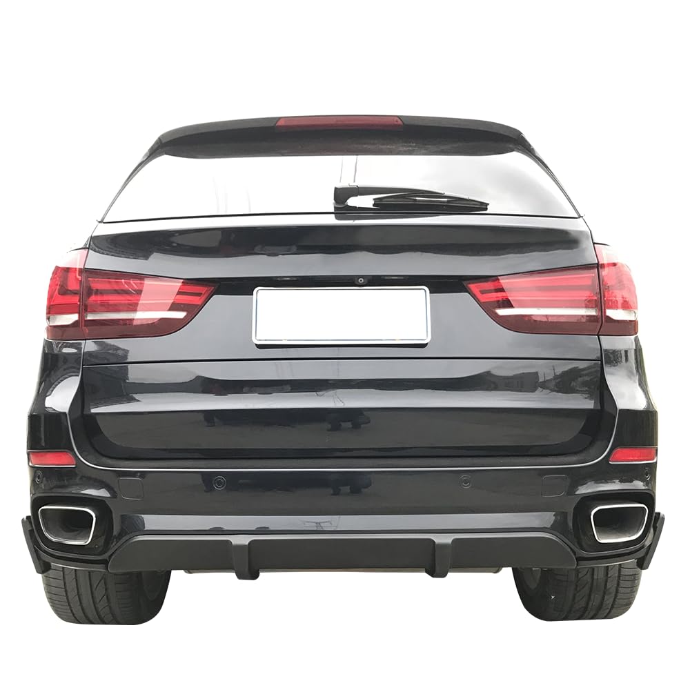 IKON MOTORSPORTS Gloss Black PP Polypropylene Front Bumper Lip & Rear Diffuser for 2014-2018 BMW X5 M Sport - Aerodynamic Spoiler Kit for Enhanced Style and Performance (Perfect for Car Enthusiasts & Street Racing)