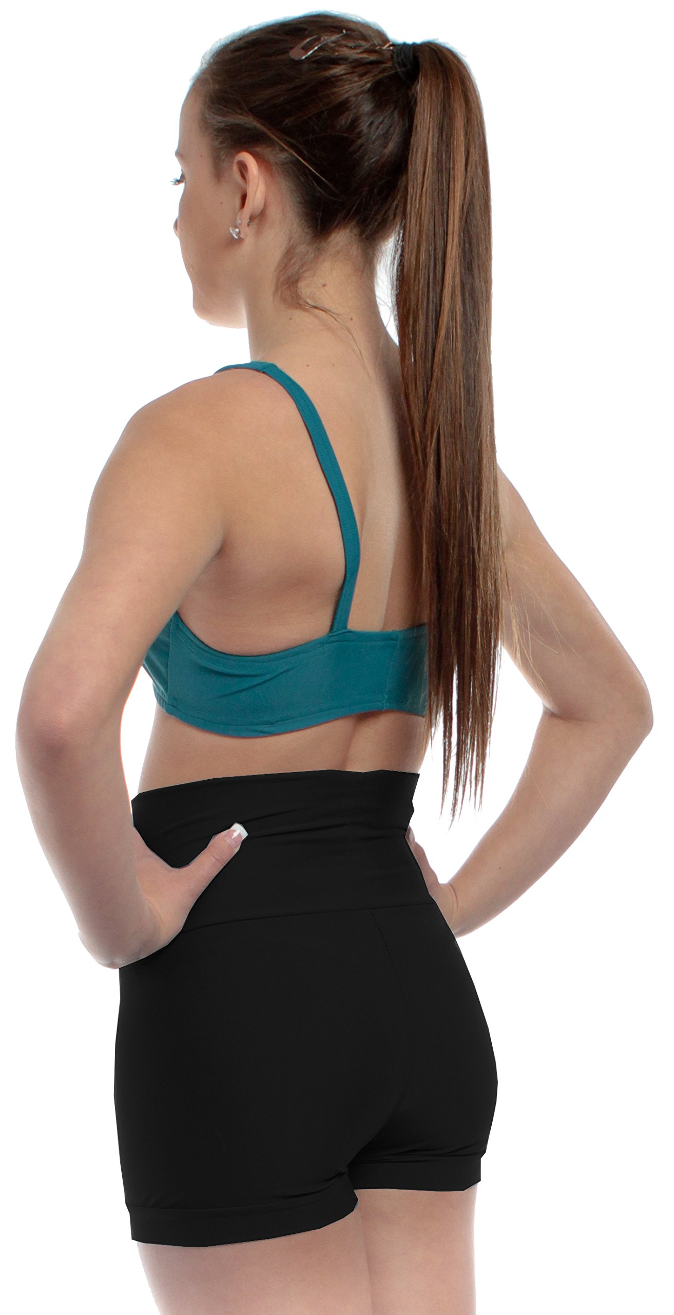 B Dancewear Women's High Waisted Dance Shorts - Stretchy Performance Shorts for Ballet, Yoga & Workout - Adult Sizes S-XXL