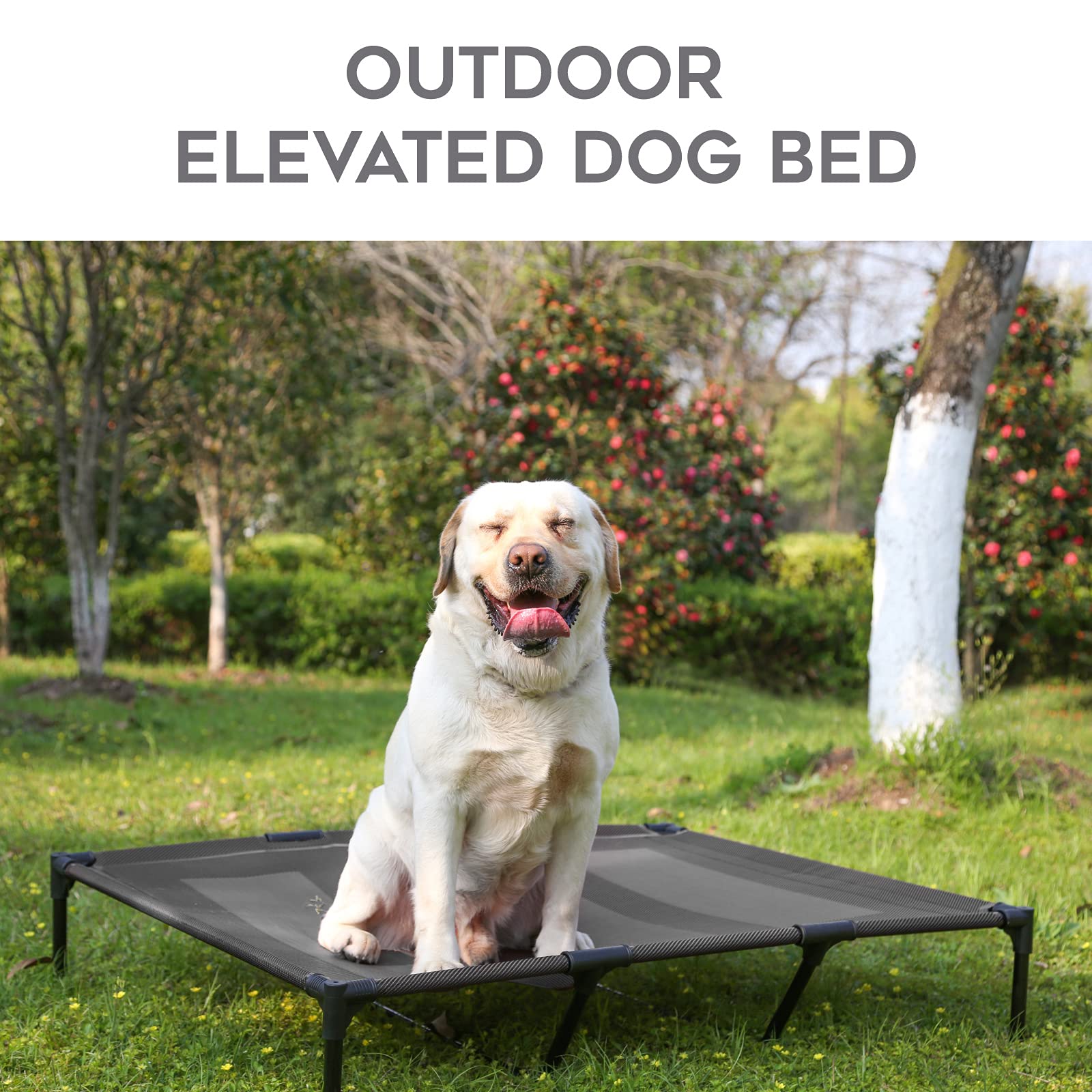 Suddus Chew Proof Elevated Dog Bed Replacement Cover - Breathable, Easy to Clean XL Grey Pet Bed Cover for Indoor & Outdoor Use - Perfect for Camping, Patio, and Kennel Comfort