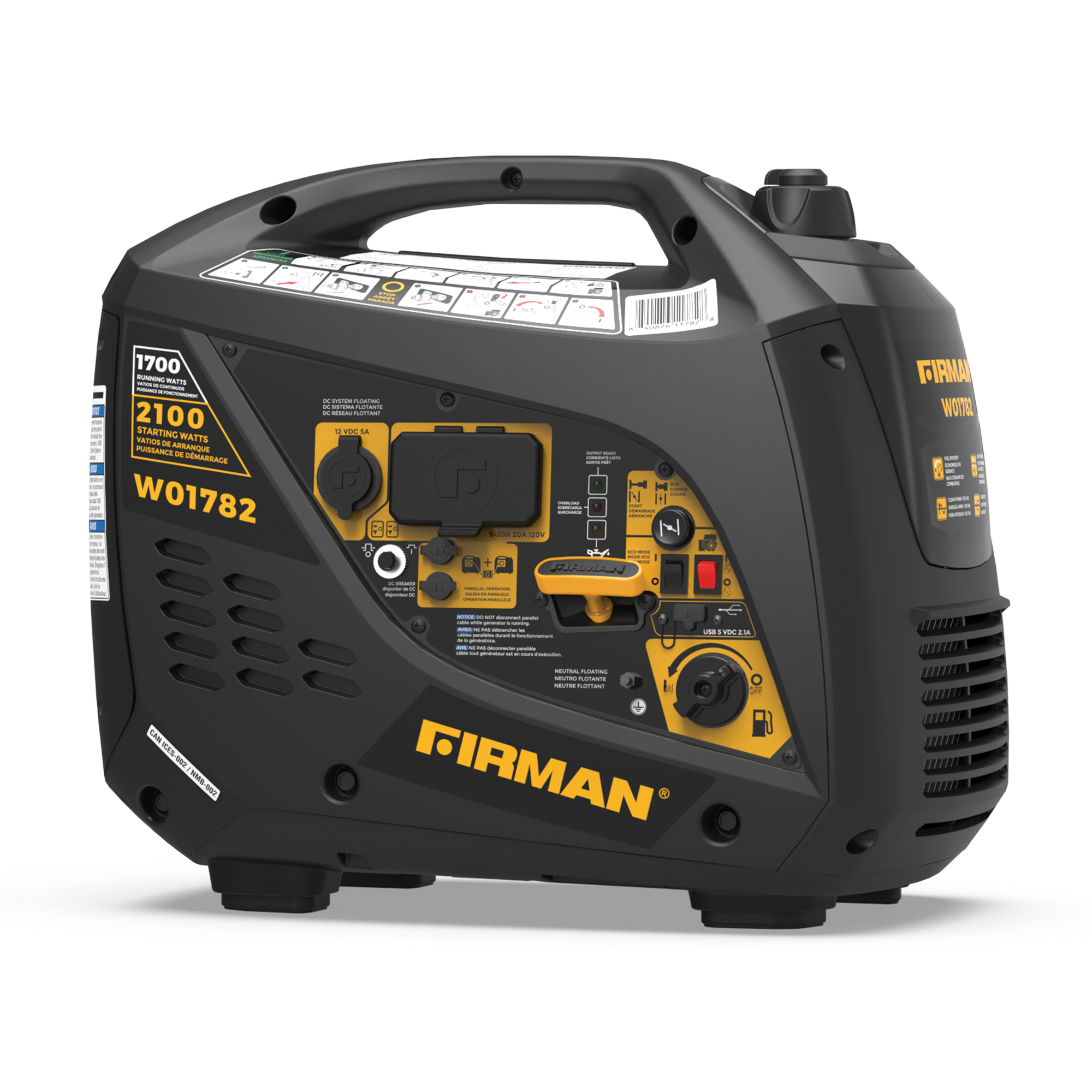 2100W Portable Inverter Generator with Recoil Start - Quiet, Lightweight Power for Camping, RV Trips & Emergency Backup