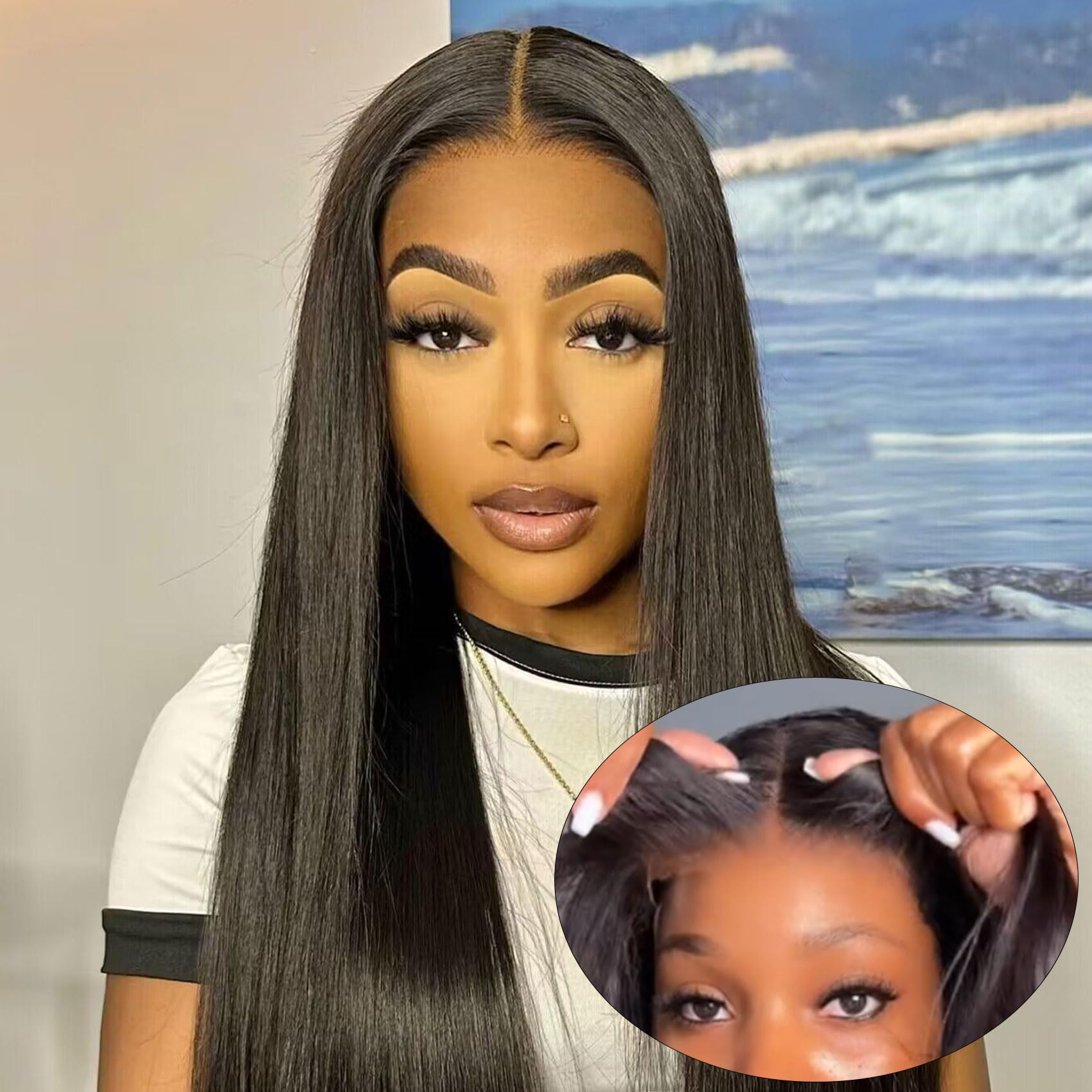 Go Glueless Wigs for Women - 100% Human Hair 22Inch HD Lace Front Wig with Pre Plucked & Pre Cut 4X6 Lace | Beginner Friendly, Natural & Comfortable | Perfect for Daily Wear, Cosplay & Protective Hairstyles