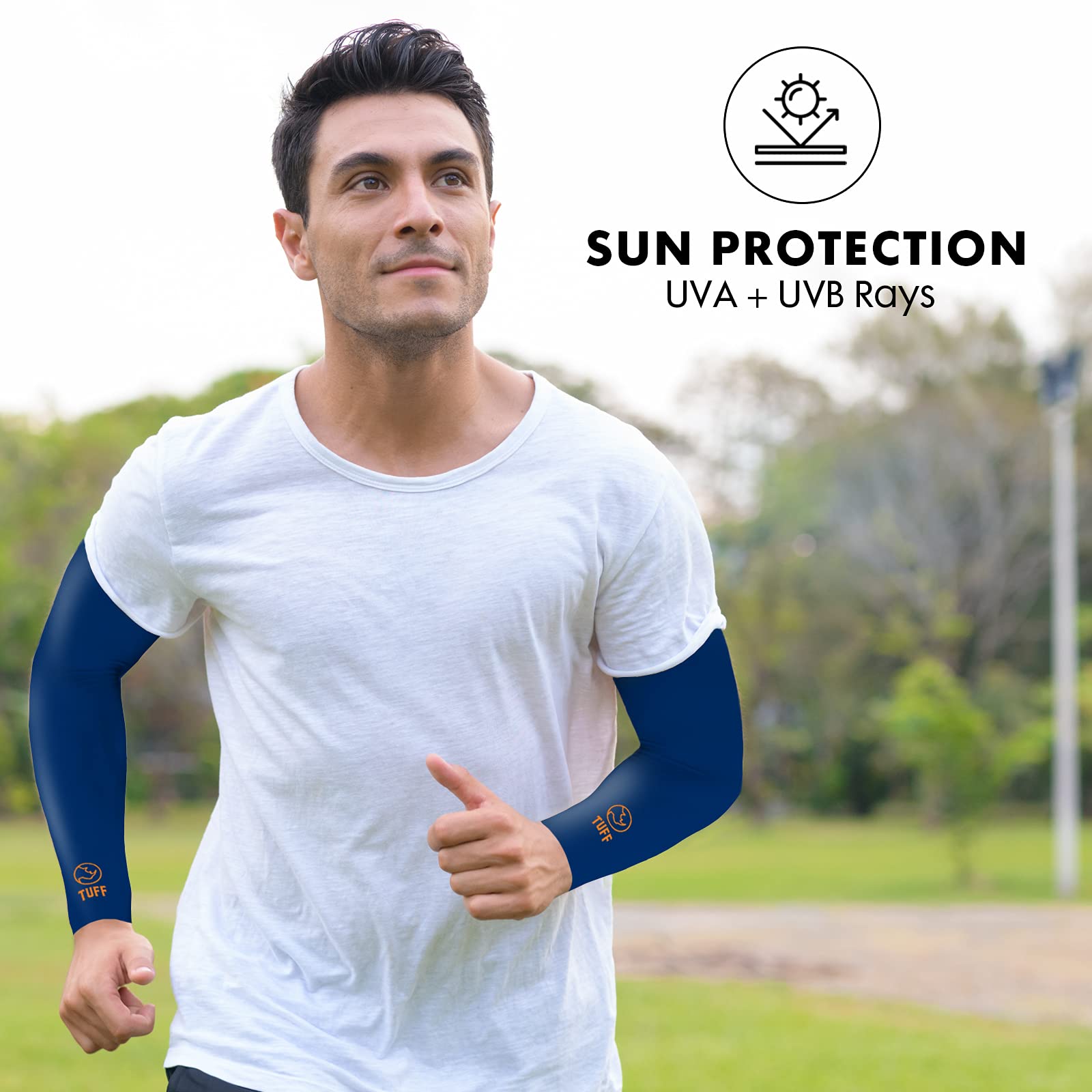 TUFF Compression Cooling Arm Sleeves - UPF 50+ Sun Protection for Men & Women | Athletic Performance & Outdoor Activities | Running, Cycling, Hiking, Golf