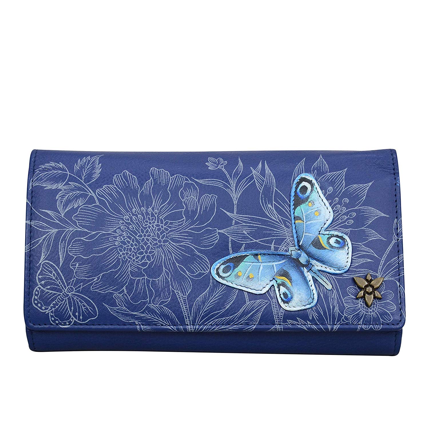 Anuschka Women's Original Hand-Painted Genuine Leather RFID Blocking Wallet - Stylish Three Fold Design for Credit Cards, Cash & ID - Perfect for Travel, Shopping & Everyday Use