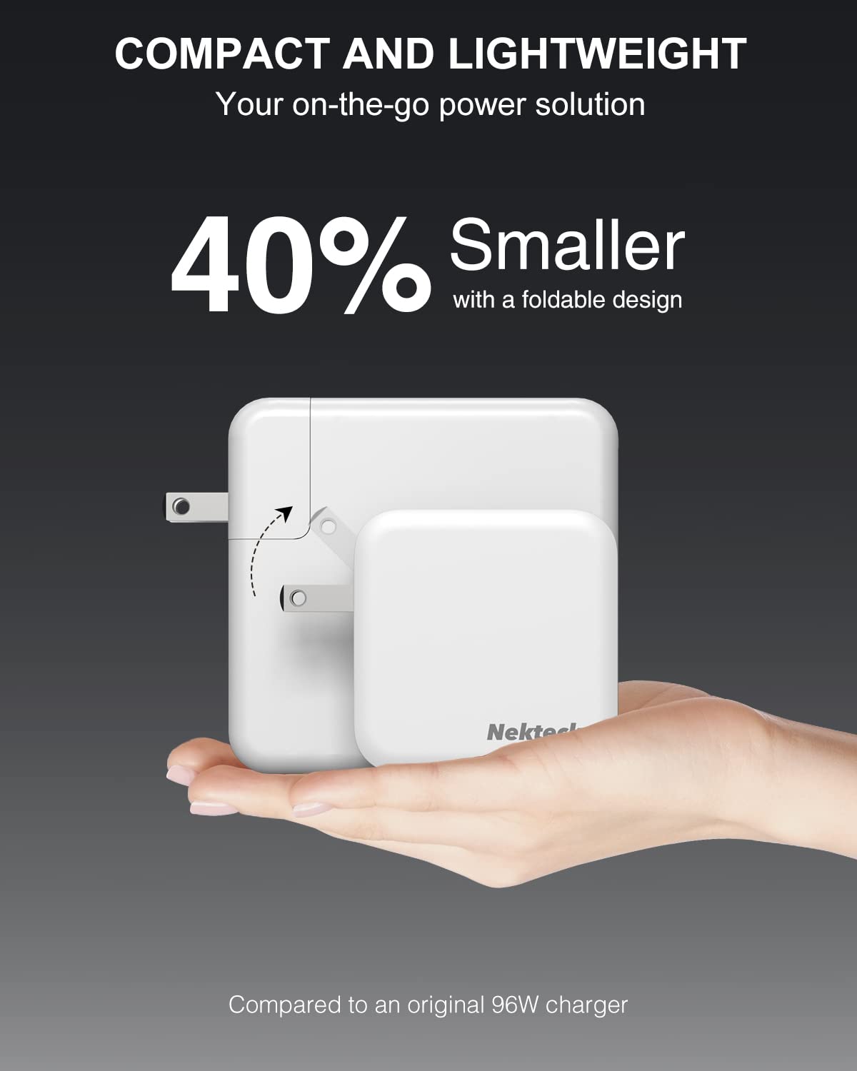 Nekteck 100W GaN USB C Fast Charger with PD 3.0 & QC 3.0 - 3-Port Compact Foldable Wall Charger for iPhone 15/14/13, MacBook Pro/Air, Google PixelBook, Lenovo ThinkPad, Samsung Galaxy S22/S21/S20 - Perfect for Travel, Office & Home Use