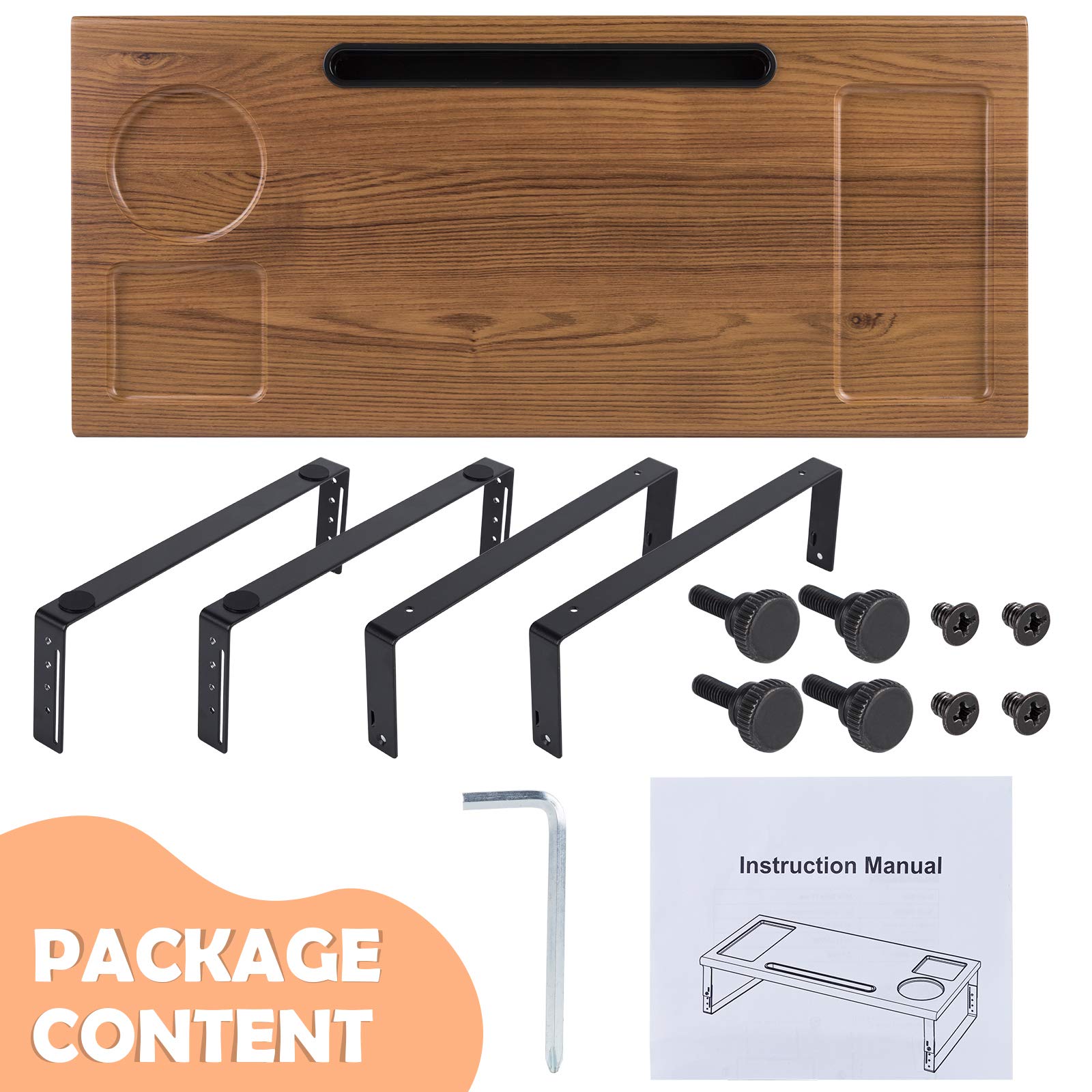 Premium Adjustable Monitor Stand Riser - Ergonomic Metal & Wood Desktop Organizer with Phone/Tablet Holder - Supports Heavy Monitors, Laptops & Printers - Perfect for Home Office & Workspace Organization (Wood Finish)