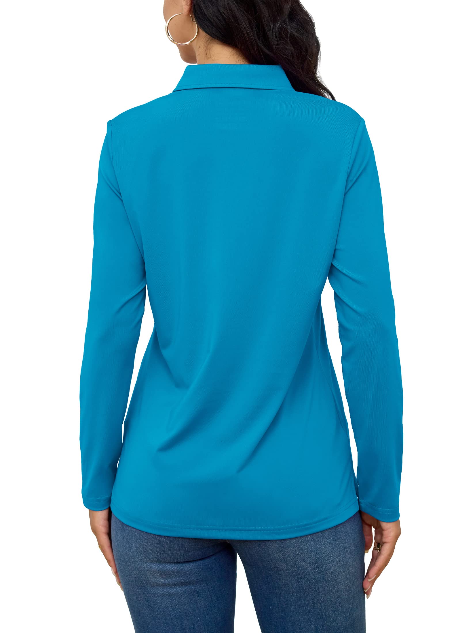 TACVASEN Women's Casual Long Sleeve Polo Shirt - Breathable Golf Top for Women - Perfect for Golf, Tennis, Work & Everyday Wear