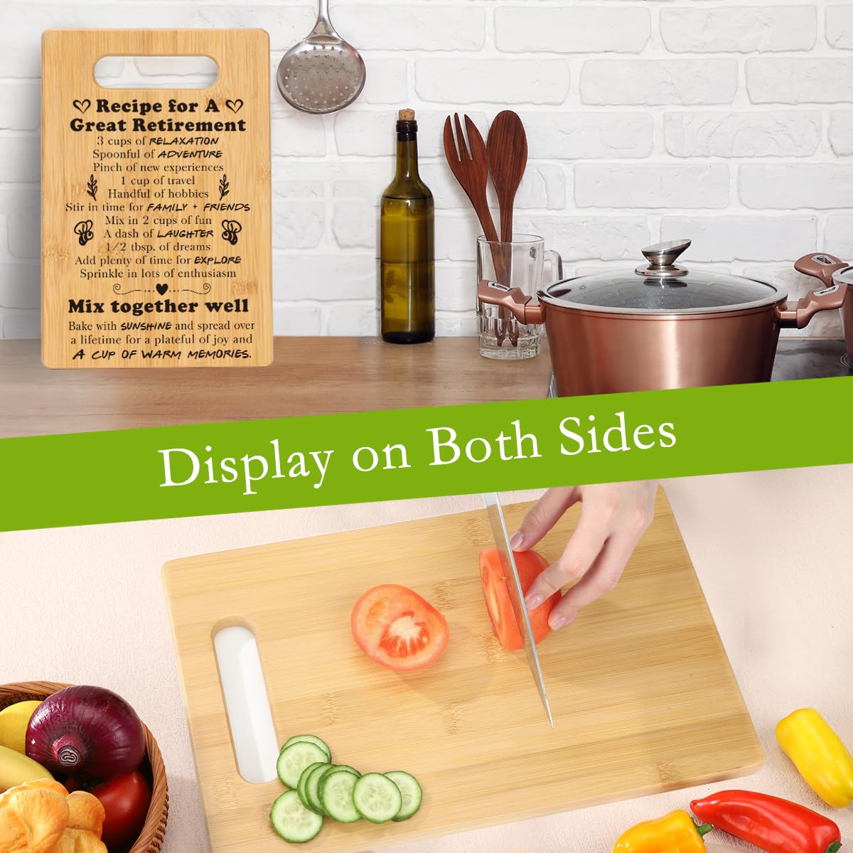 Personalized Retirement Gift for Women 2025 - Unique Going Away & Farewell Gifts for Coworkers, Boss, Teacher, Nurse or Friend - Engraved Wooden Cutting Board for Retirees - Perfect Housewarming & Kitchen Gift for Retirement Parties