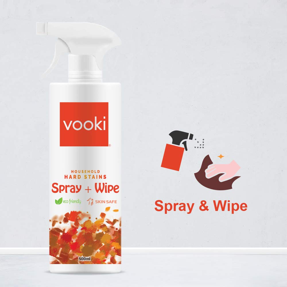 Vooki Eco-Friendly Heavy Duty All Purpose Stain Remover - 500ml Hard Surface Cleaner for Kitchen, Stove, Oil, Grease, Sink, Countertop, Tiles, Walls & Chimney - Non-Toxic Degreaser Spray for Home & Commercial Use - Perfect for Deep Cleaning & Maintenance