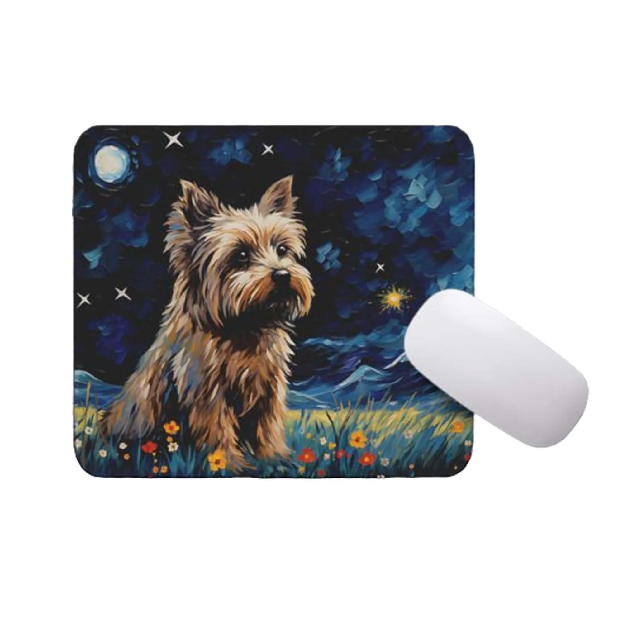 Starry Night Yorkie Dog Mouse Pad - Non-Slip Rubber Desk Mat for Home Office, Gaming & Computer Workstation - Perfect Gift for Dog Lovers (Great for Work, Gaming & Pet-Themed Decor)