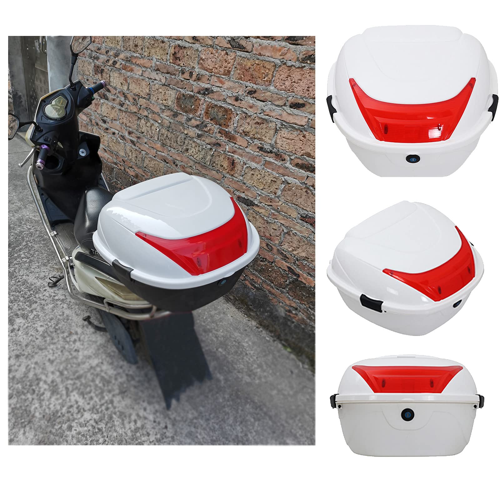 Universal Motorcycle Touring Top Box - Durable Scooter Tail Trunk Luggage Storage Case with Helmet Compartment (Sky Blue) - Perfect for Long Rides, Commuting & Adventure Travel