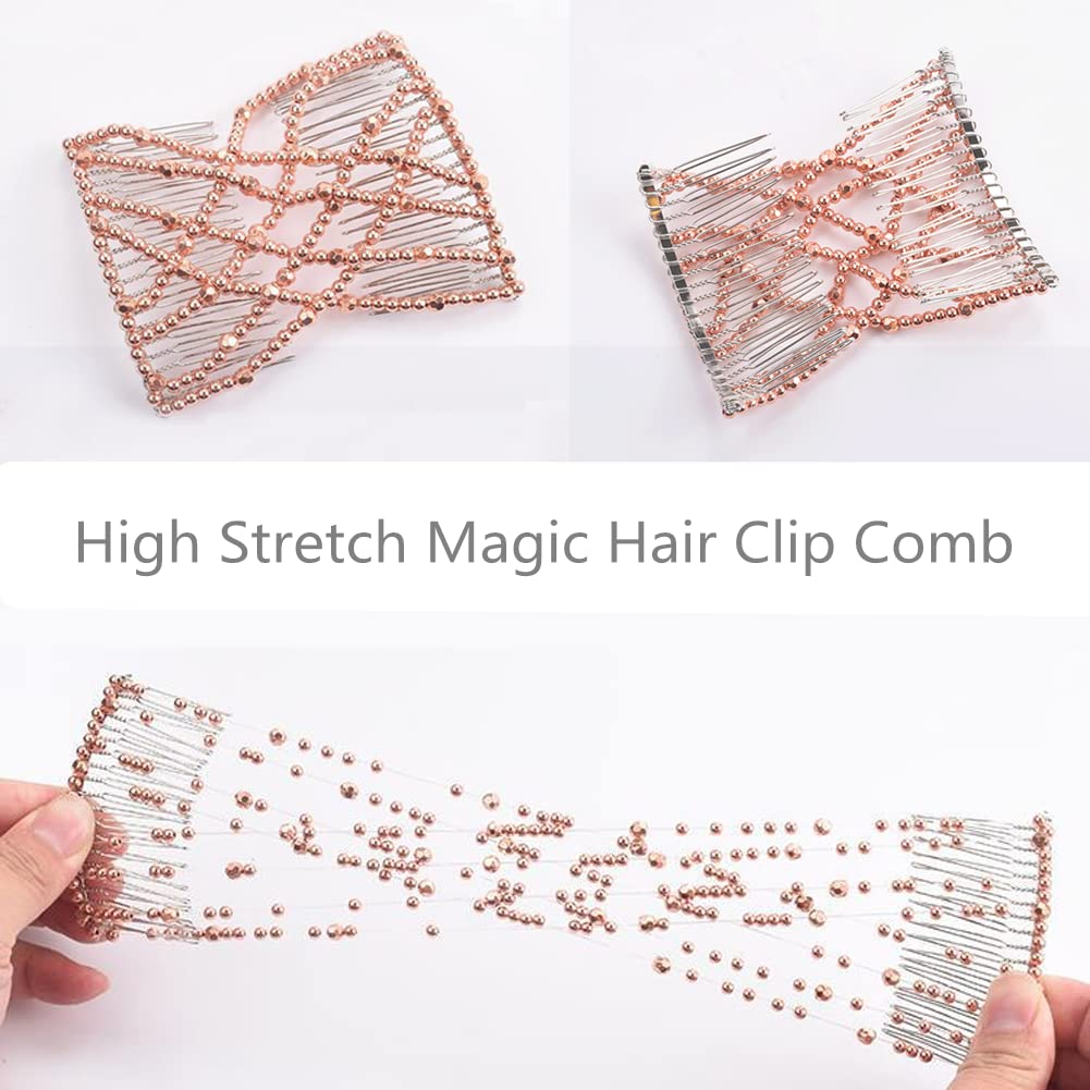 Ruihfas 2 Pack Magic Beading EZ Stretch Hair Combs - Double Clip Hair Styling Accessories for Women & Girls - Perfect for Braiding, Ponytails & Updos