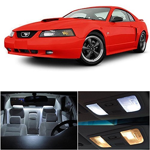 1994-2004 Ford Mustang Interior LED Light Bulbs Replacement Kit - 5 Pack White Super Bright 194 168 T10 Wedge Bulbs for Dome Map Trunk Lights - Upgrade Your Classic Mustang Lighting