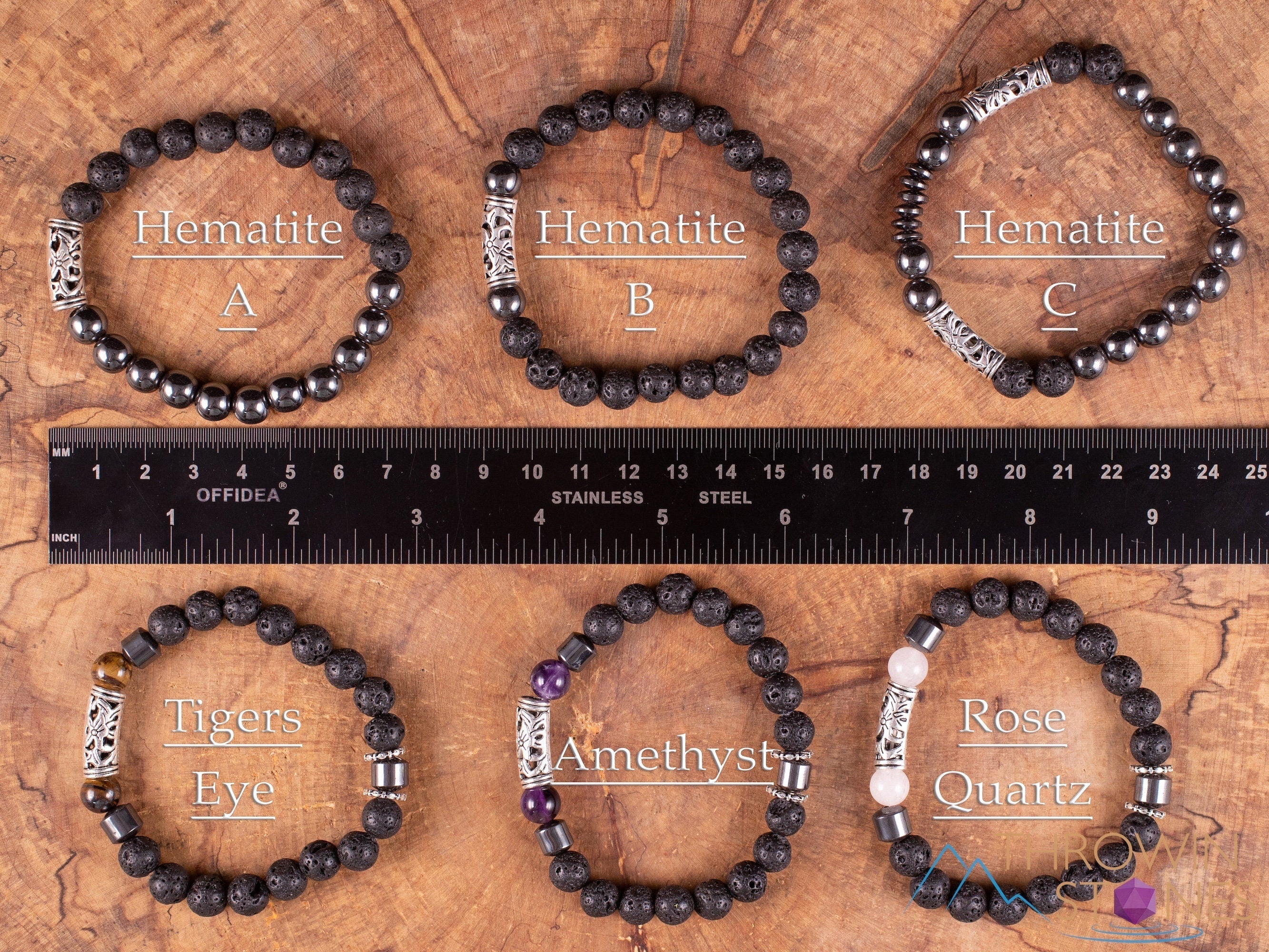 Natural Lava Rock & Silver Crystal Beaded Bracelet - Aromatherapy Essential Oil Diffuser, Handmade Adjustable Jewelry for Women, Meditation & Yoga Accessory