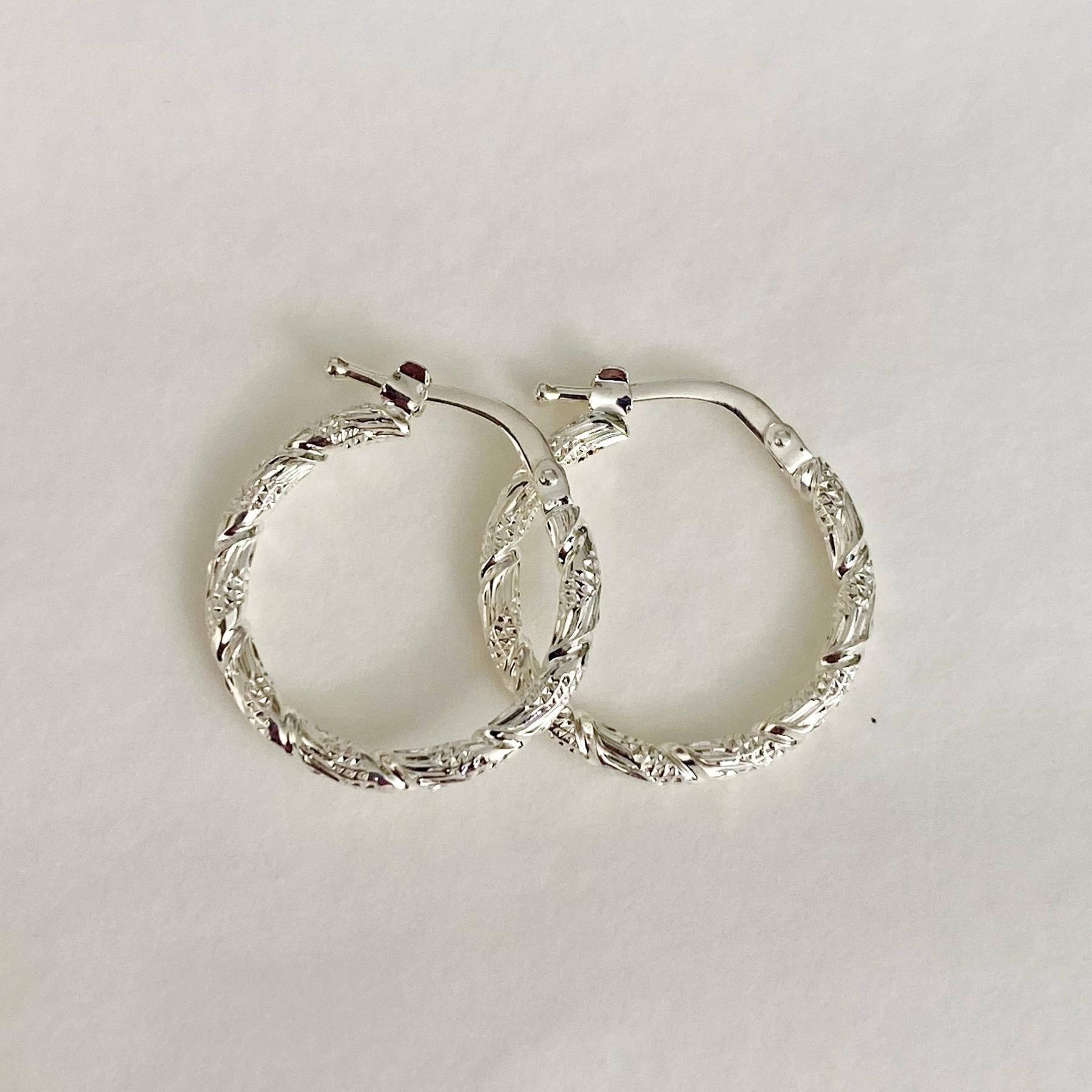 Sterling Silver Engraved Creole Earrings - Elegant Handcrafted Jewelry for Women, Perfect for Weddings, Parties & Everyday Wear