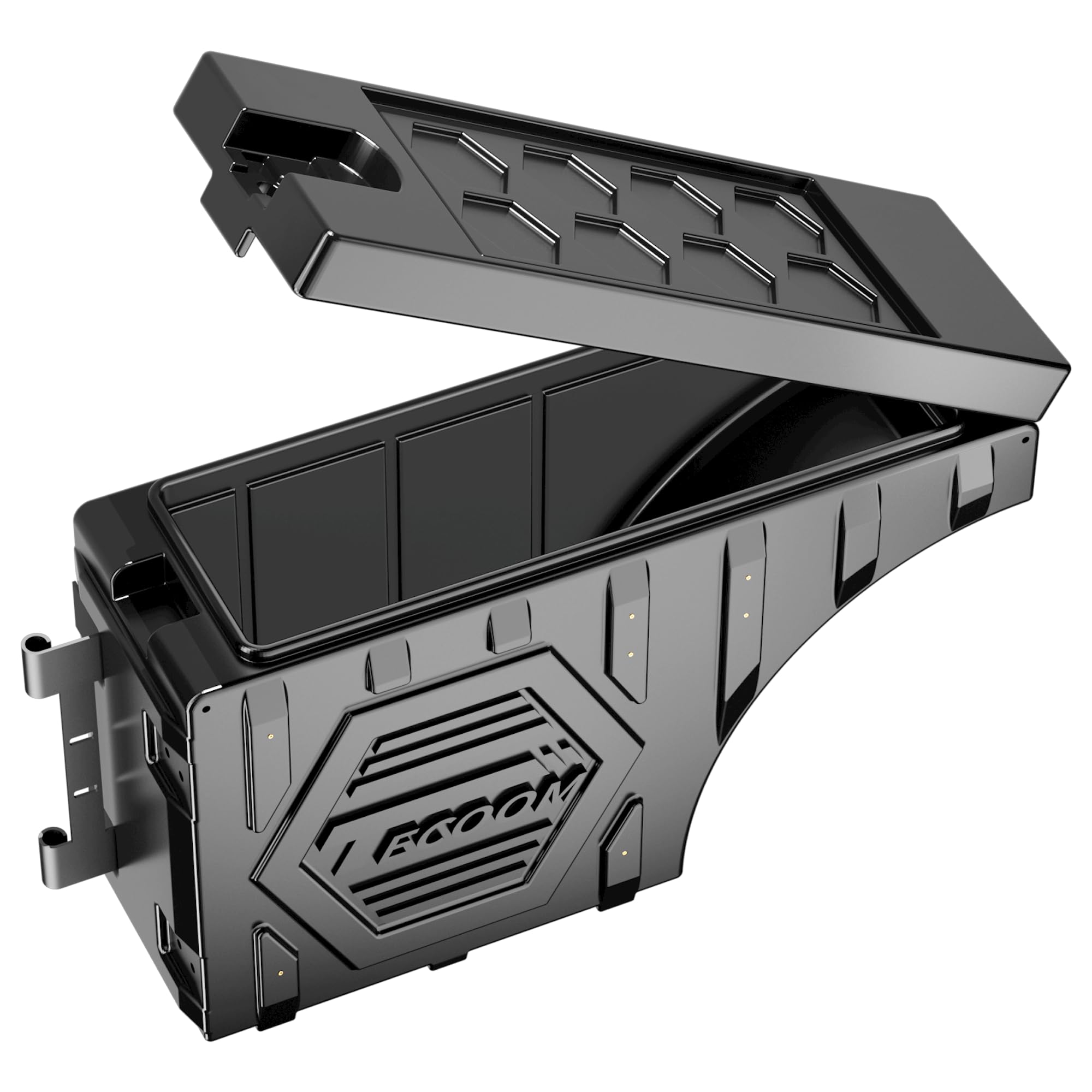 Tecoom 20L Universal Lockable Waterproof Truck Bed Storage Box - Double Layer Swing Tool Organizer for Driver & Passenger Side - Heavy Duty Truck Trunk Organizer (Black, 1PC) | Perfect for Pickup Truck Accessories & Off-Road Storage Solutions
