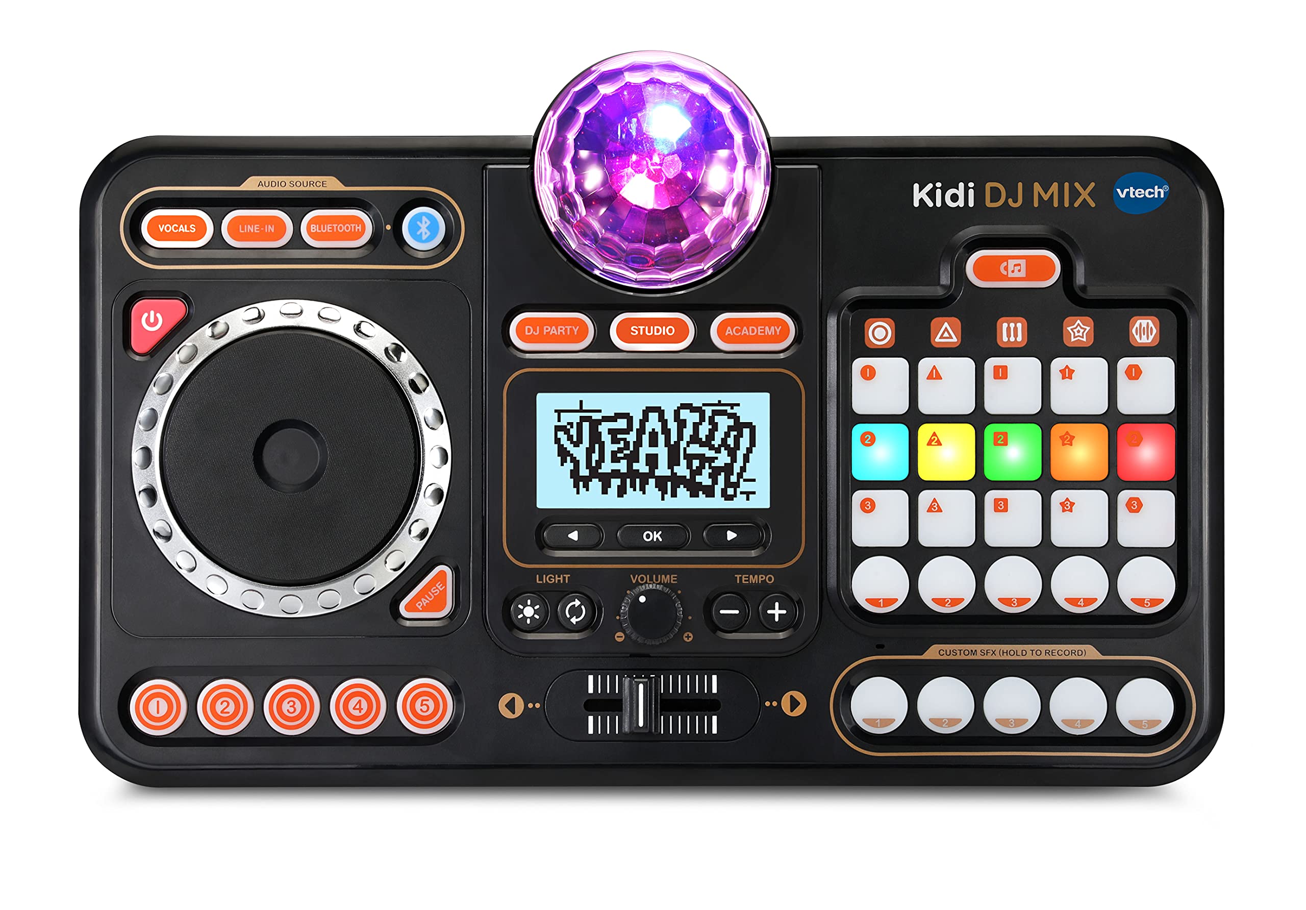 VTech Kidi DJ Mixer - Black Kids DJ Toy with 15 Songs, 4 Music Styles, LED Lights & Sound Effects | Educational & Interactive Musical Toy for Boys & Girls Ages 6+ (10.4