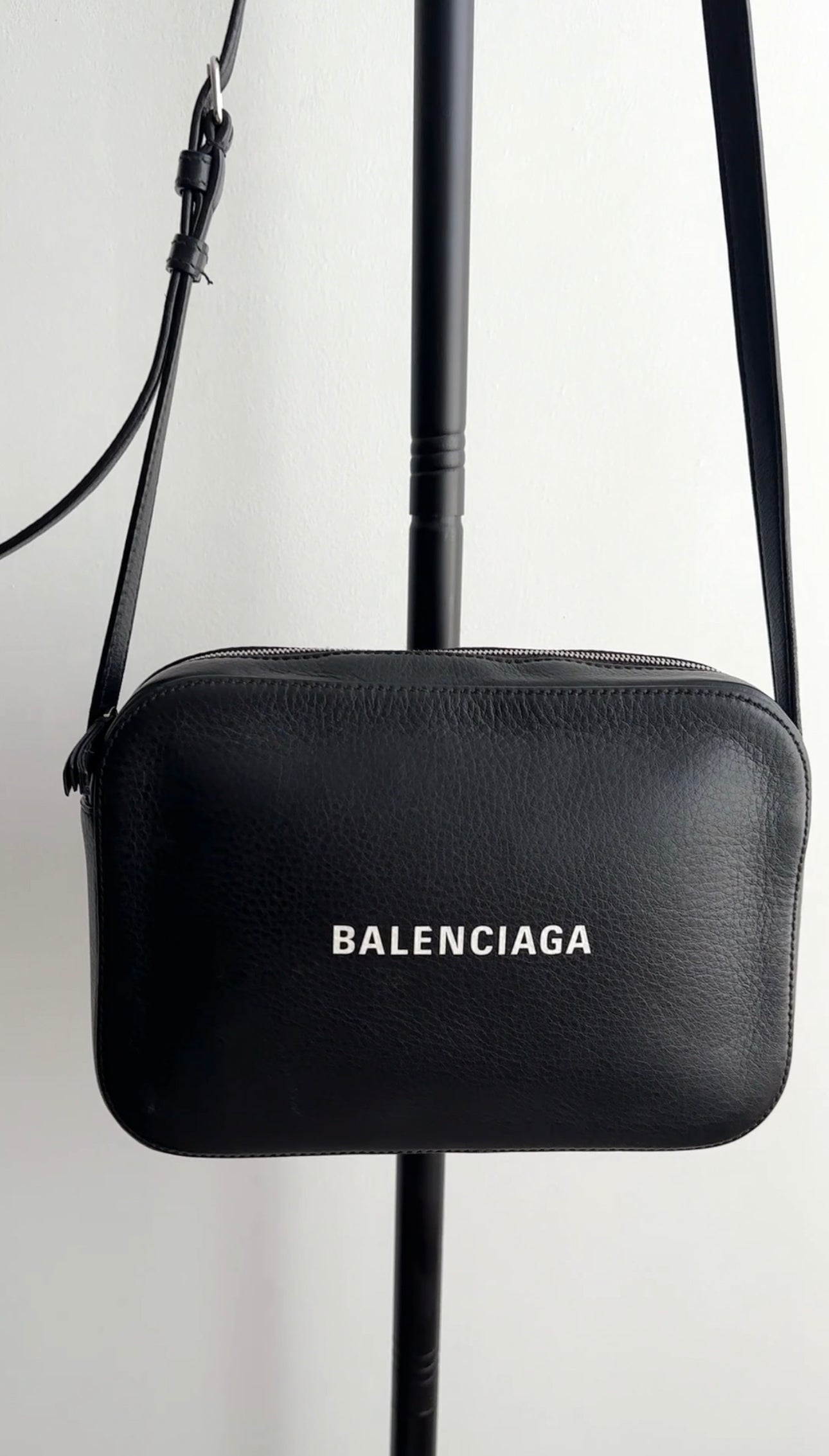 Balenciaga Black Leather Medium Everyday Camera Bag for Women - Stylish Crossbody Bag for Travel, Work & Daily Use