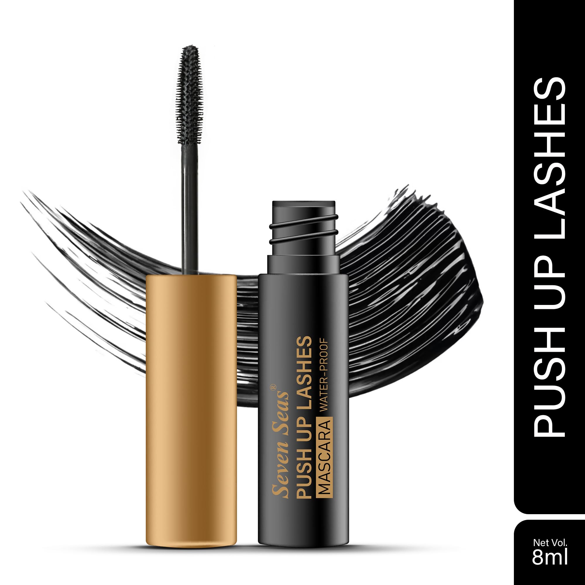 Seven Seas Push Up Lashes Mascara 10g - Volumizing Waterproof Mascara for Women, Black Long Lasting & Glossy Finish - Perfect for Daily Wear, Parties & Special Occasions