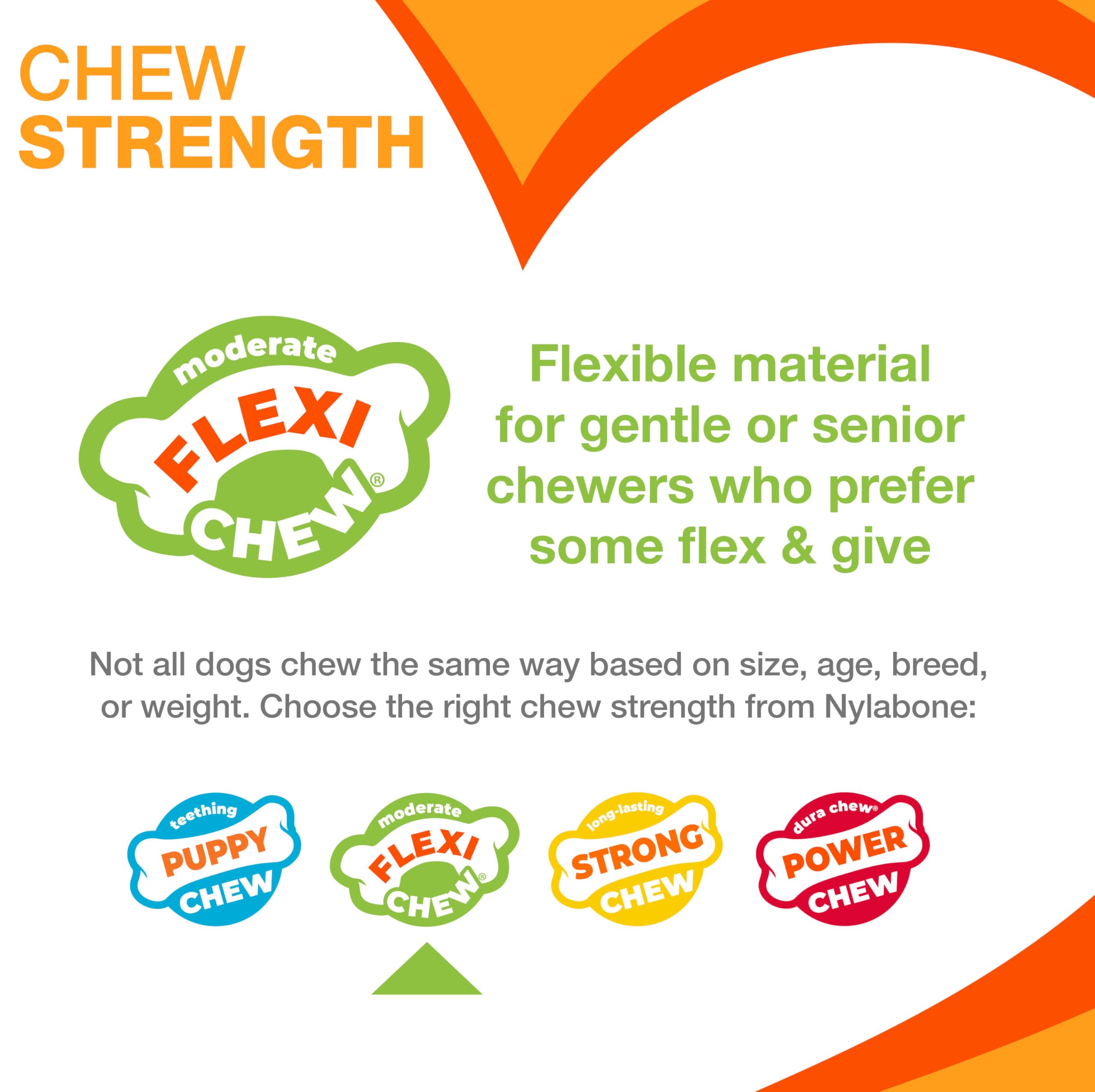 Nylabone Original Bone Flexi Chew Toy for Small Dogs - 3 Pack, Bacon, Peanut Butter & Beef Flavored - Durable Dog Toys for Moderate Chewers Up to 15 lbs | Perfect for Teething Puppies, Indoor Play & Dental Health