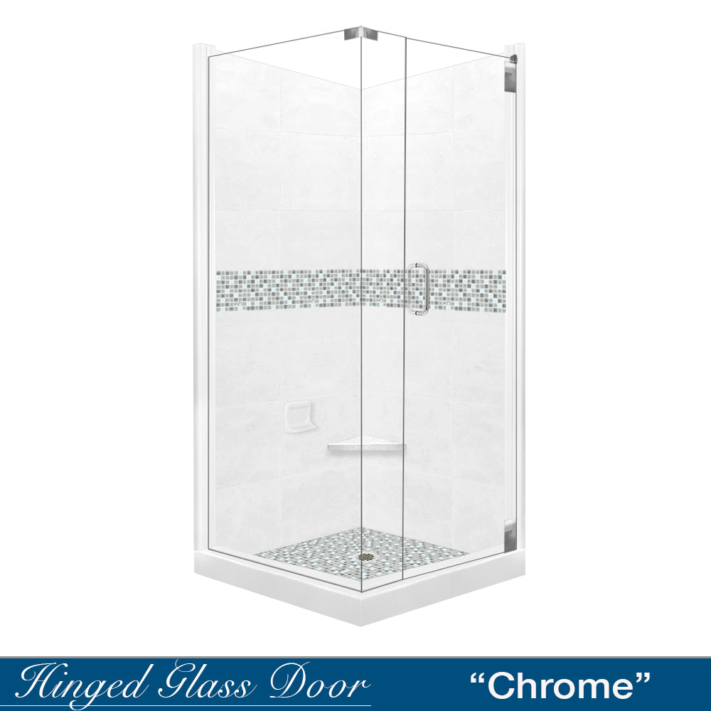 Natural Buff Sistine Stone & Del Mar Mosaic Corner Accent Tile - DIY Shower Remodel Kit for Bathroom & Backsplash Upgrade - Perfect for Home Renovation and Spa-Style Bathroom Designs