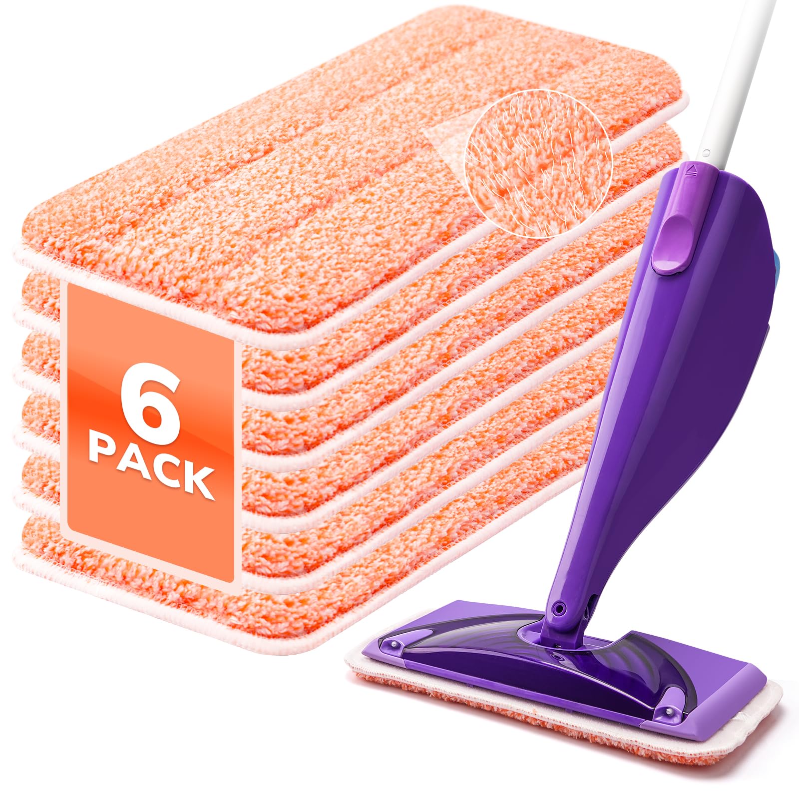 **Power Scrubbing Reusable Mop Pads for Swiffer Wet Jet (6 Pack) – Washable Microfiber Wet & Dry Floor Cleaning Refills – Ideal for Kitchen, Bathroom & Hardwood Floors**