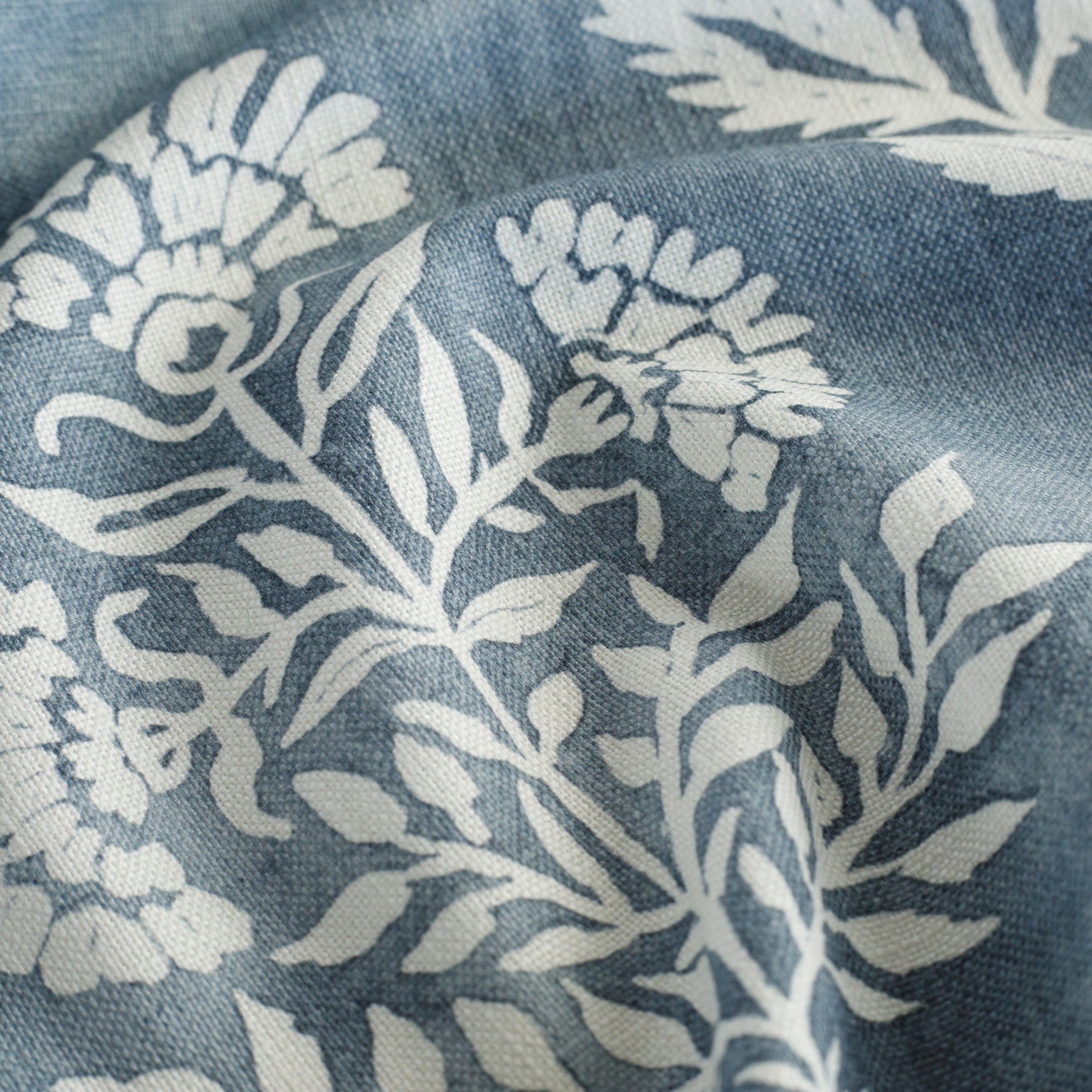Premium Flora Fabric - Soft & Durable Denim Blue Cotton Material for DIY Crafts, Upholstery & Home Decor | Perfect for Sewing, Quilting & Fashion Projects