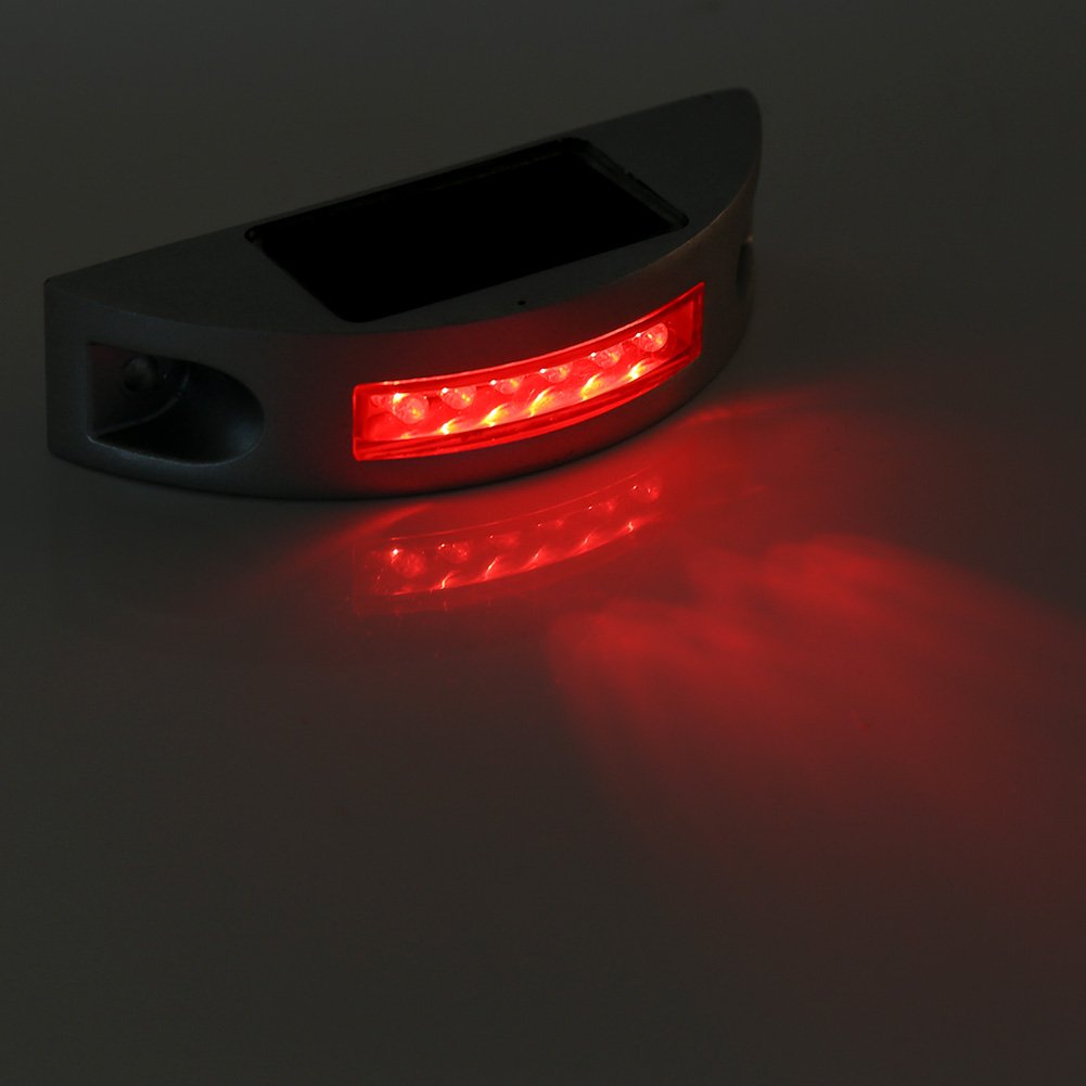 Garosa 6-Pack Solar Pathway Lights - Waterproof IP68 LED Outdoor Driveway Lighting with Cast Aluminum Housing, Solar Powered for Garden, Yard, Walkway & Landscape Decoration (Red) - Perfect for Nighttime Safety and Elegant Outdoor Ambience
