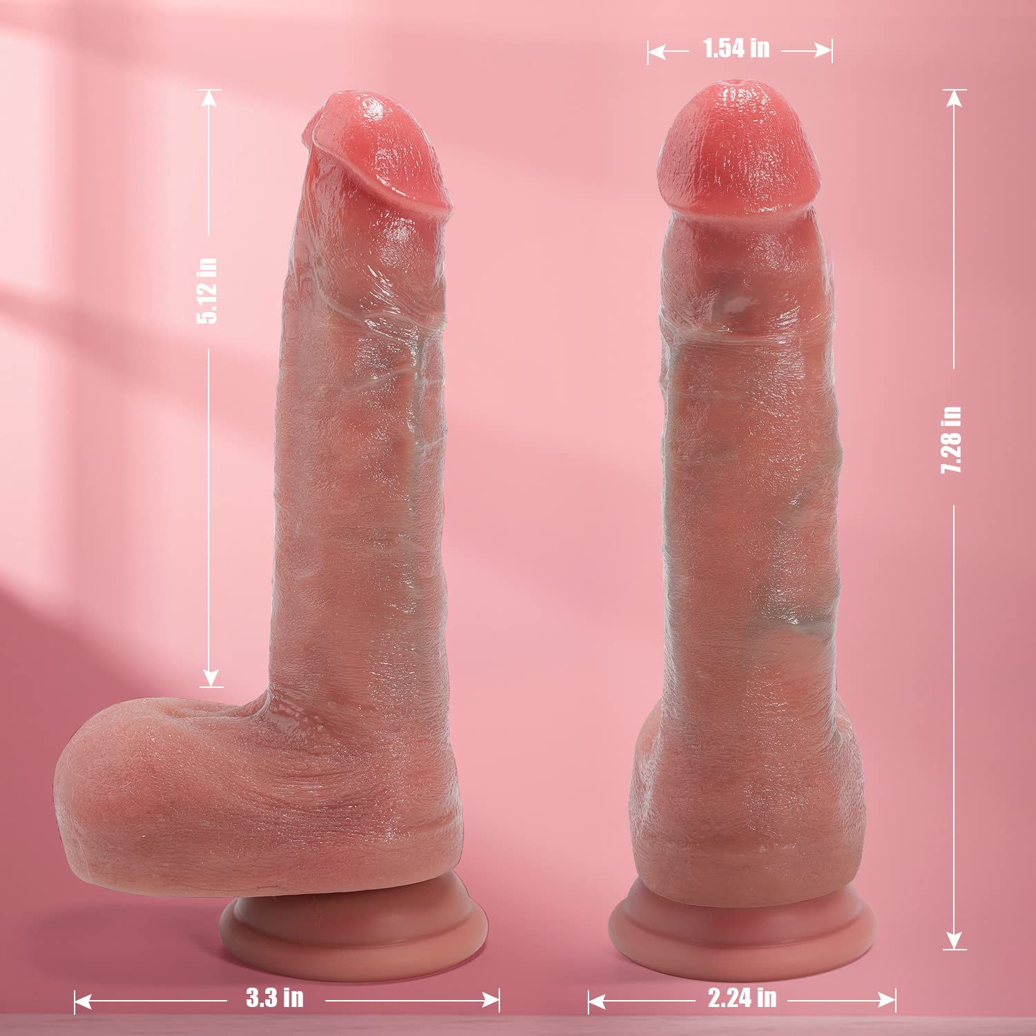 Realistic 7.3 Inch Silicone Dildo with Suction Cup - Soft Beginner-Friendly Adult Toy for Women & Couples, G-Spot Stimulator with Lifelike Balls - Perfect for Hands-Free Play, Shower Fun & Spicing Up Intimate Moments