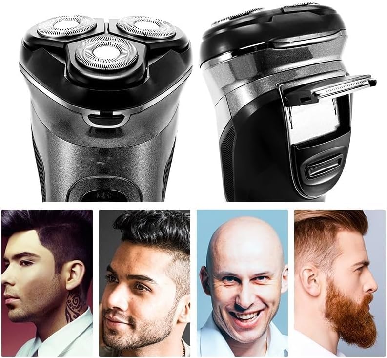 Premium Cordless Electric Shaver for Men - Rechargeable Wet/Dry Beard Trimmer with LCD Display & Charging Base - Black Men's Facial Grooming Kit for Travel, Home & Office Use