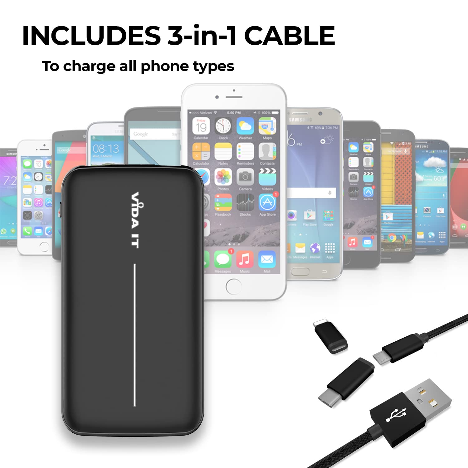 10000mAh Slim Power Bank for Heated Clothing - USB 5V 2A Portable Charger for iPhone, Samsung & USB-C Devices | Lightweight Battery Pack for Heated Hoodies, Vests & Jackets | Perfect for Outdoor Activities, Winter Sports & Travel