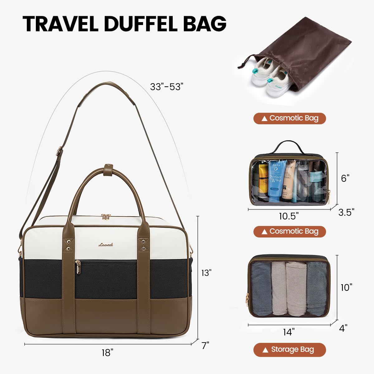 LOVEVOOK Weekender Travel Duffel Bag for Women - Waterproof Gym Yoga Overnight Bag with Laptop Compartment & Wet Pocket - Perfect for Travel, Workout, Hospital & Labor Delivery - Includes Free Toiletry Bag