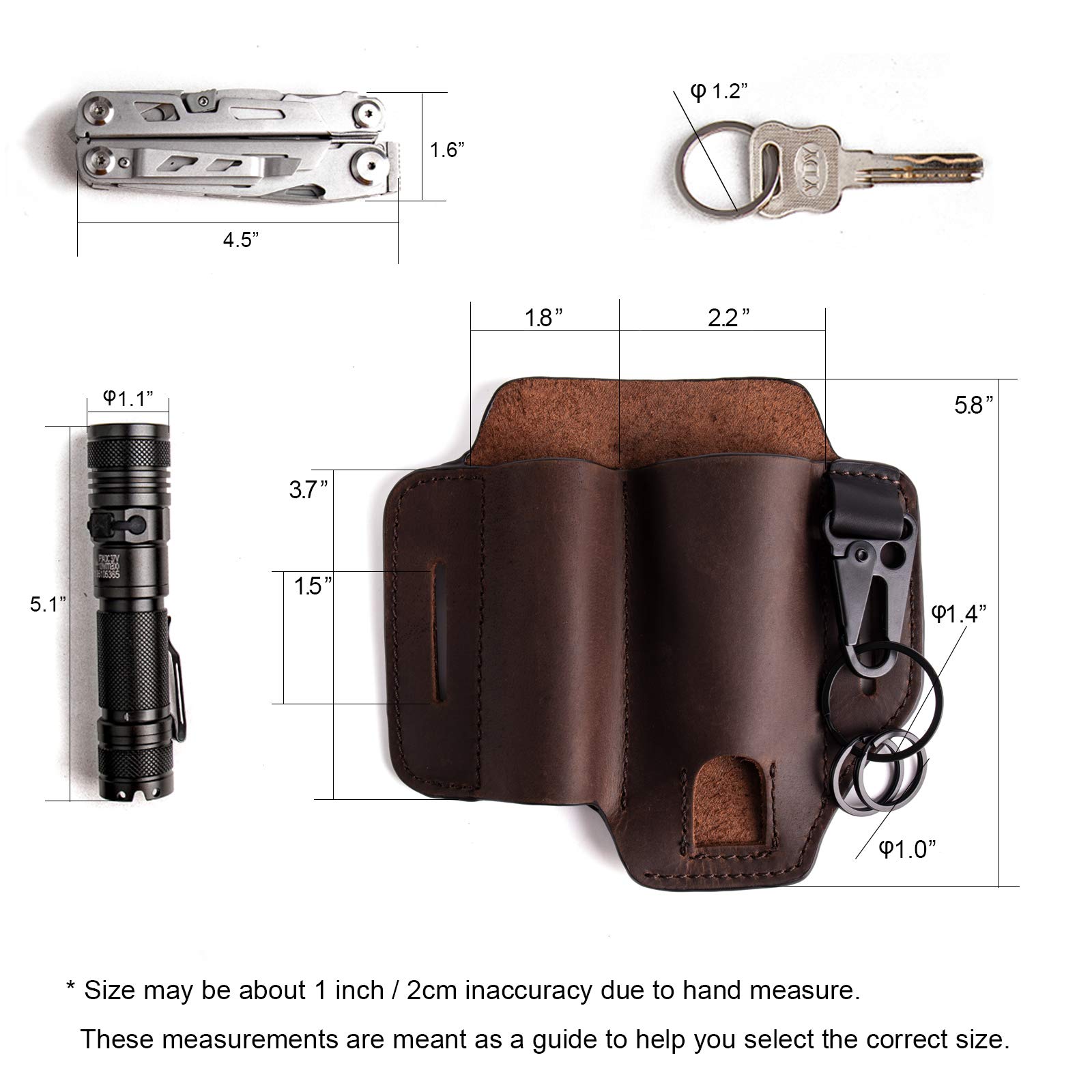 **Leatherman Multitool Sheath - Genuine Leather EDC Pocket Organizer with Key Holder & Flashlight Pouch | Belt-Compatible for Outdoor, Camping & Everyday Carry**
