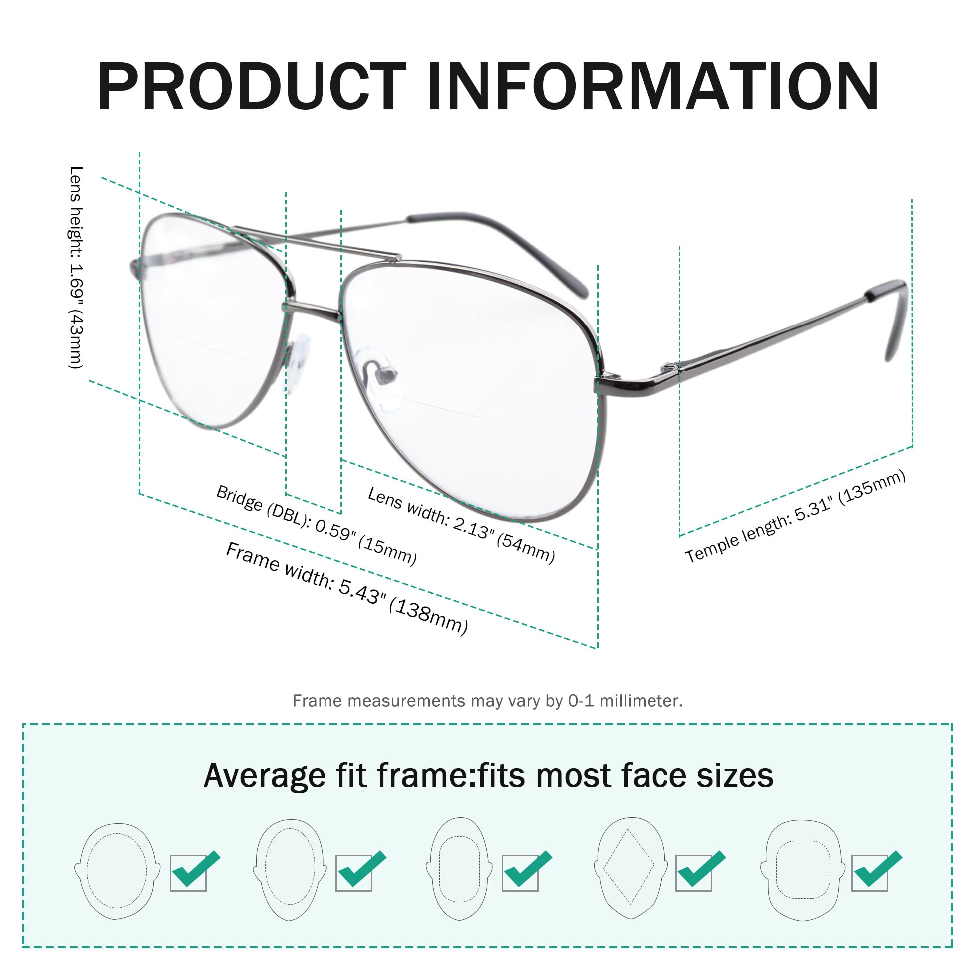 Eyekepper Pilot Bifocal Reading Glasses - Polycarbonate Lens, Spring Temple, Lightweight & Durable (Perfect for Reading, Computer Work & Hobbies)