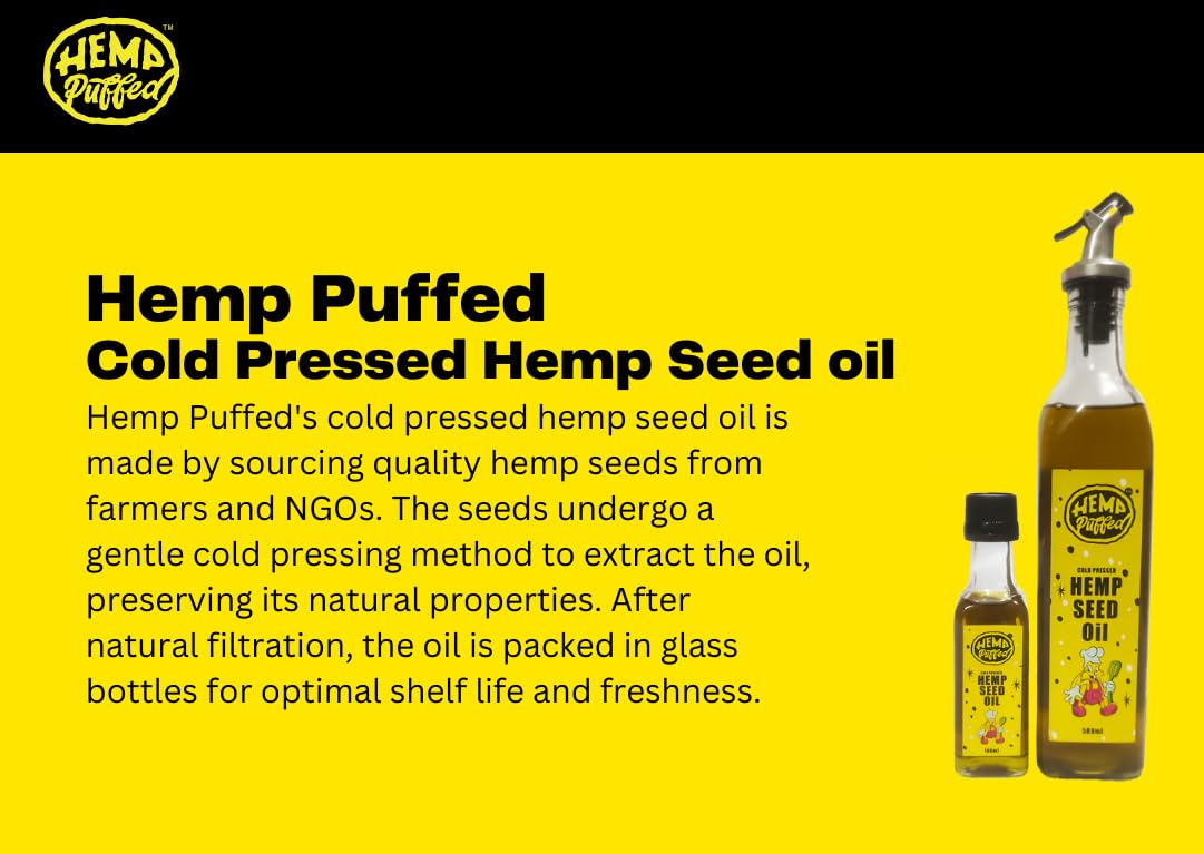 Organic Cold-Pressed Hemp Seed Oil 100ml - Rich in Omega 3 & 6 Fatty Acids | Food Grade Multipurpose Oil for Skin, Hair & Cooking | Anti-Inflammatory Benefits for Glowing Skin & Healthy Hair | Perfect for Salad Dressings, Smoothies & DIY Beauty Recipes