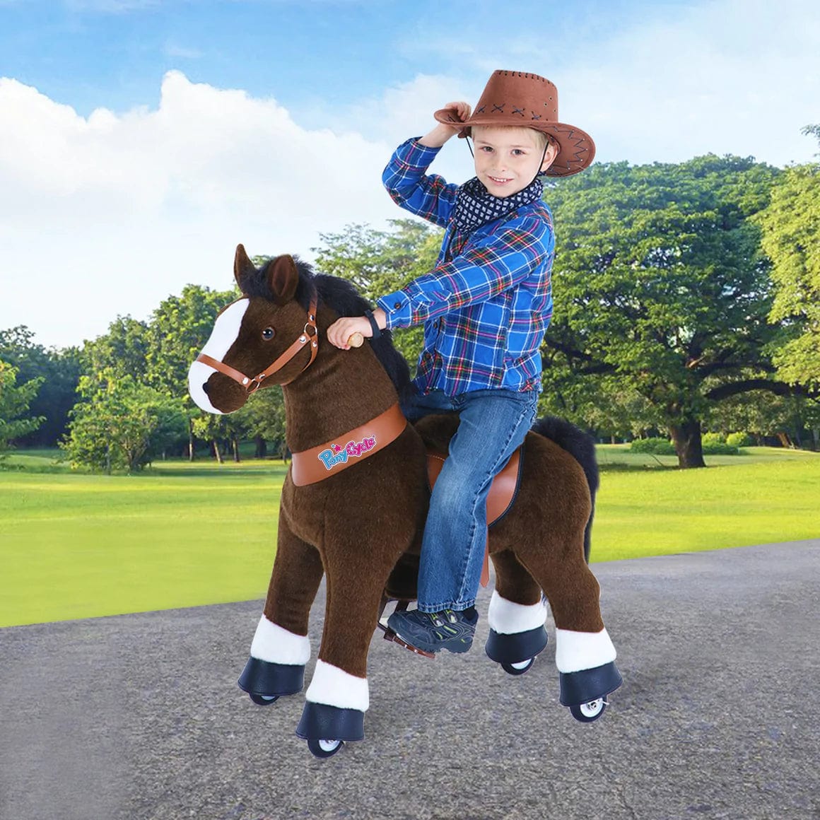 Ponycycle Ride-On Toy for Kids Ages 4-8 | Medium Size Wooden Rocking Horse | Perfect for Indoor & Outdoor Play, Birthday Gifts, and Pretend Play Activities