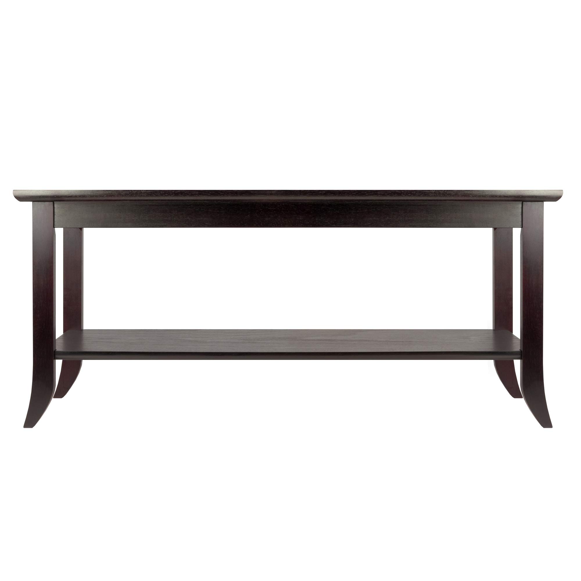 Winsome Genoa Espresso Rectangular Coffee Table with Tempered Glass Top and Lower Shelf - Perfect for Living Room, Lounge, and Office Decor