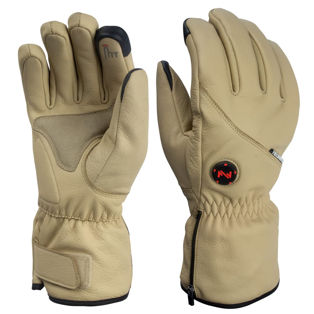 Fieldsheer Ranger Heated Leather Motorcycle Gloves with Over-the-Top Heat Zone - Cold Weather Riding Gear for Bikers & Snowmobile Enthusiasts