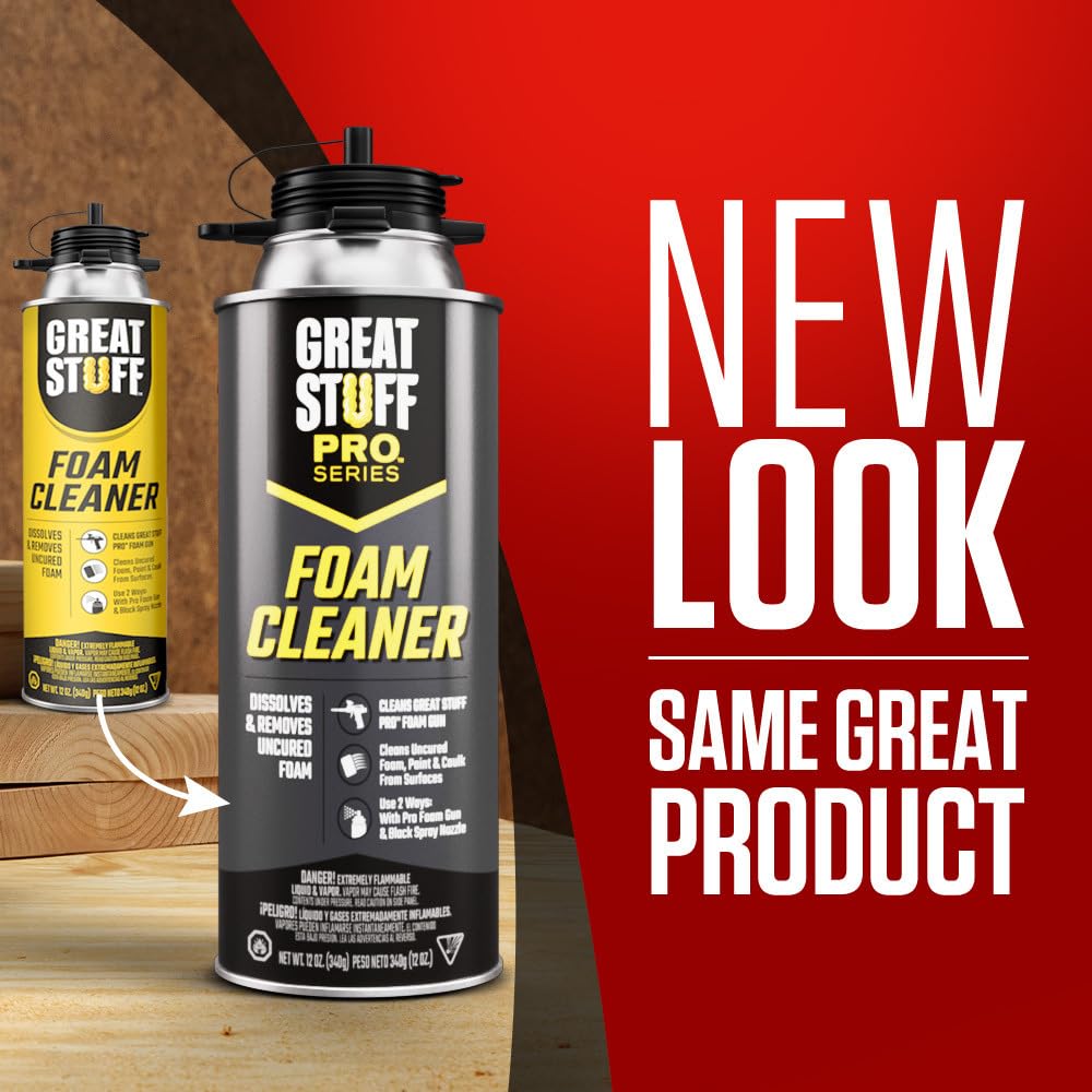 GREAT STUFF PRO 20oz Low Expansion Polyurethane Foam Sealant for Windows & Doors - Air Tight, Water Resistant, Insulating Spray Foam (Off White, Pack of 12 with Applicator Gun) - Perfect for Weatherproofing, Draft Protection & Home Insulation Projects