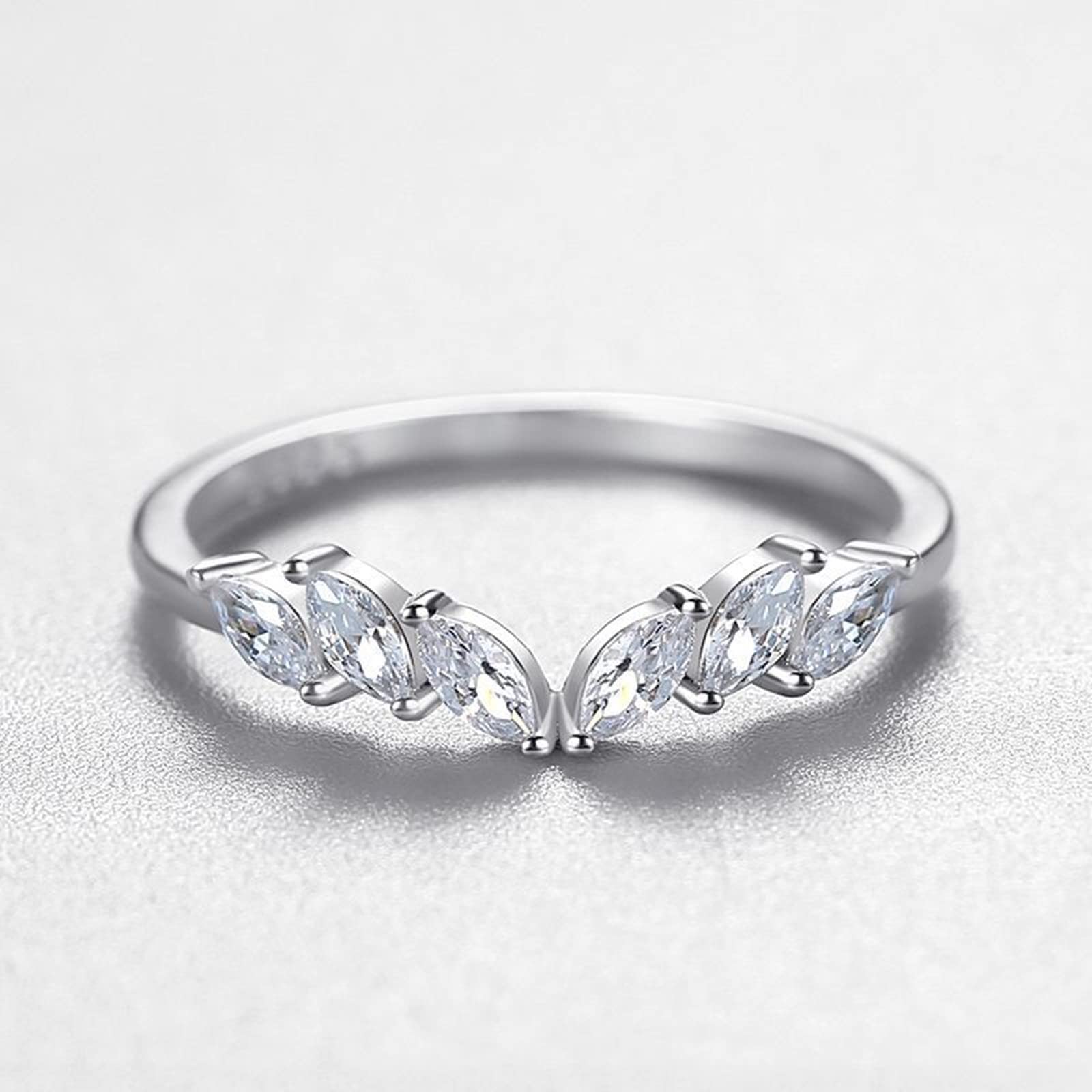 Gualiy Sterling Silver Band Rings for Women - Elegant Wedding & Engagement Rings with Leaf Design Cubic Zirconia (Size 5-9) | Perfect for Anniversaries, Proposals & Everyday Wear