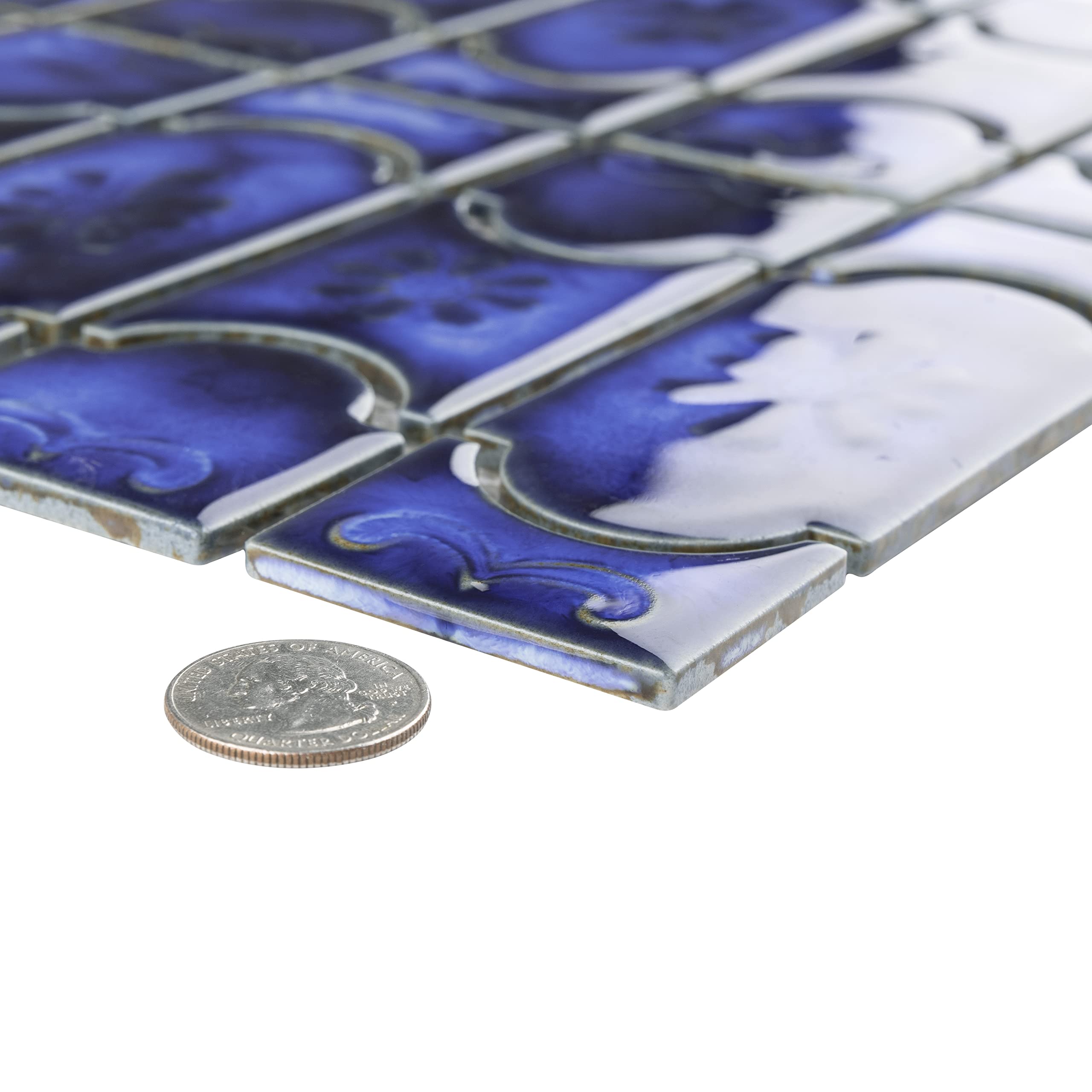 Merola Tile Montego Sapphire 12x12.5 Inch Porcelain Floor & Wall Tile - Premium Ceramic Tile for Bathroom, Kitchen & Living Room Decor