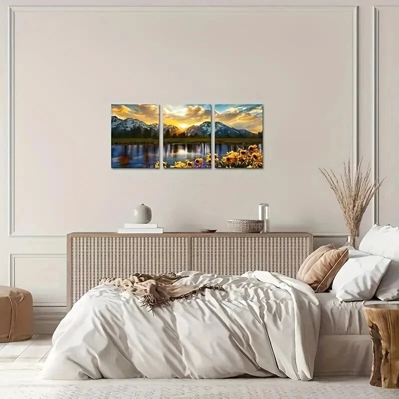 3-Piece Grand Teton National Park Metal Wall Art - Ready to Hang Landscape Prints for Living Room, Bedroom & Office Decor