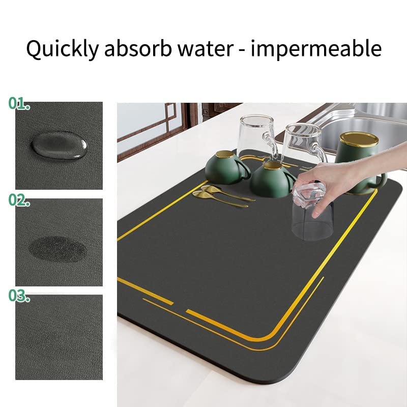 Whixant Quick Dry Dish Drying Mat for Kitchen Counter - 30x40cm Non-Slip Silicone Draining Board Mat - Perfect for Dishes, Utensils & Cutting Boards - Ideal for Kitchen Sink, Countertop & Dish Rack Use