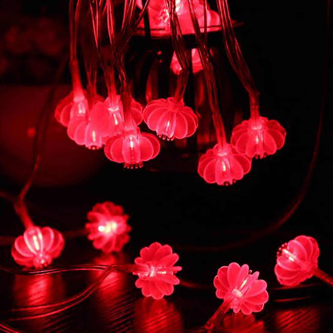 40 LED Red Lantern String Lights - 13ft/4M Battery Operated Fairy Lights for Wedding, Party, Christmas & Chinese New Year Decorations | Indoor & Outdoor Festive Lighting for Garden, Patio and Holiday Events