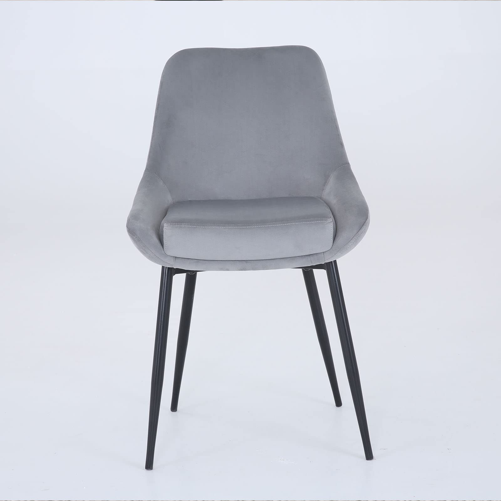HGPZ Modern Minimalist Dining Chairs Set of 2 - Grey Upholstered Seats with Sturdy Metal Legs for Kitchen, Dining Room, Bedroom & Living Room | Perfect for Small Spaces, Breakfast Nooks and Contemporary Home Decor