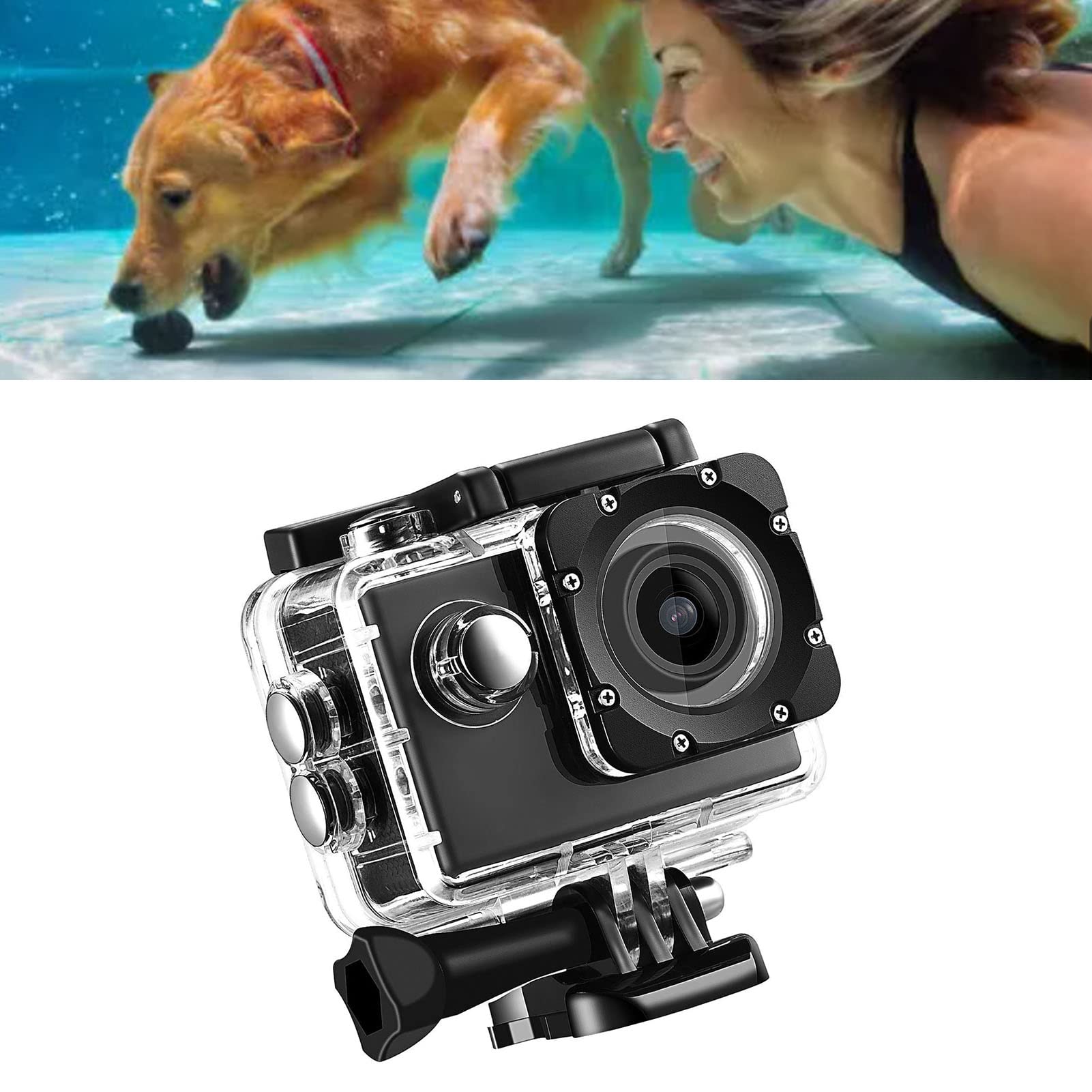12MP HD Waterproof Action Camera - Underwater Diving, Biking & Outdoor Sports Video Camera with Mounting Accessories Kit (Black) | Perfect for Snorkeling, Surfing, Cycling & Adventure Travel