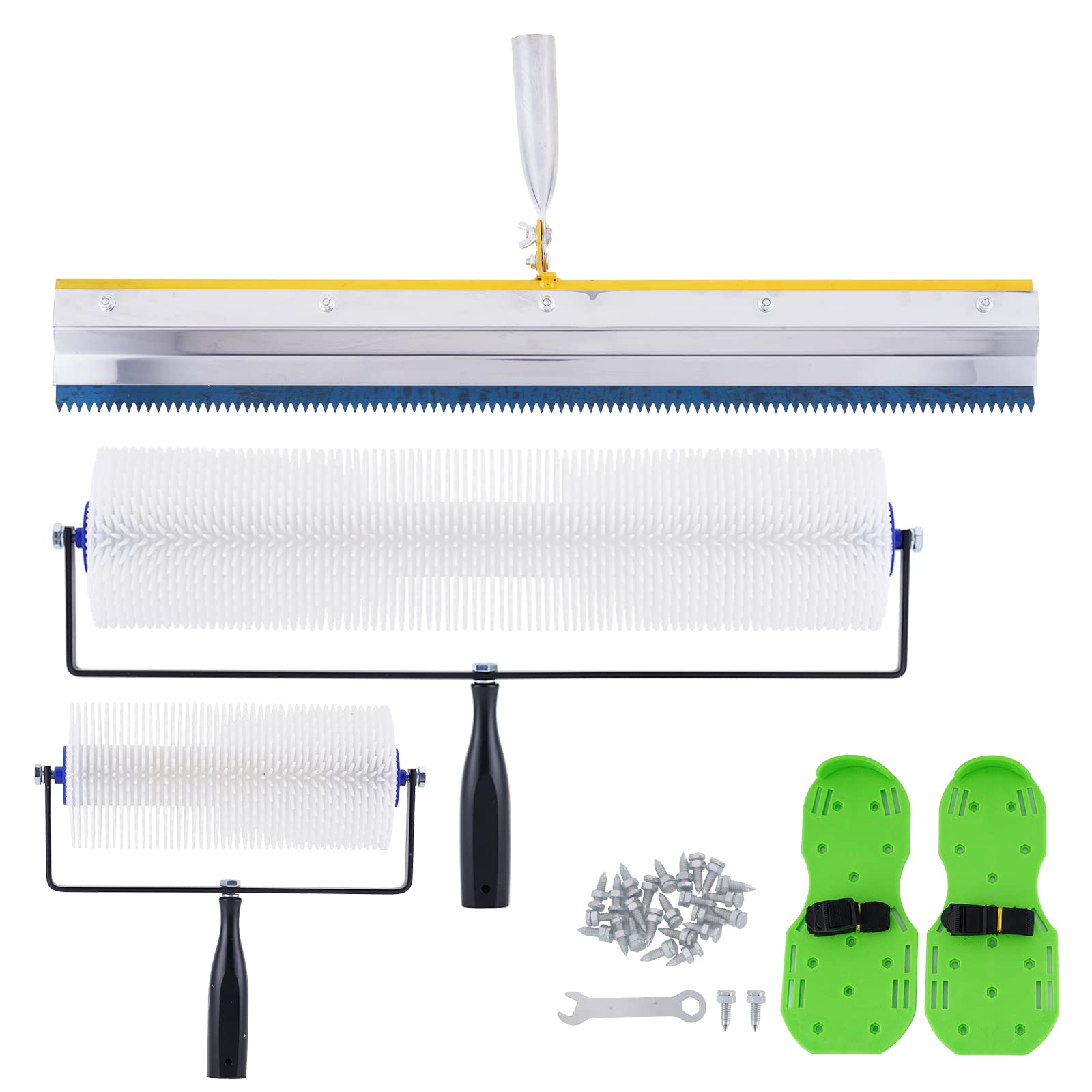 Self-Leveling Concrete Tool Kit - 28mm Spike Roller & Shoes for Floor Leveling - Perfect for DIY Home Renovation, Garage Floors, and Basement Construction