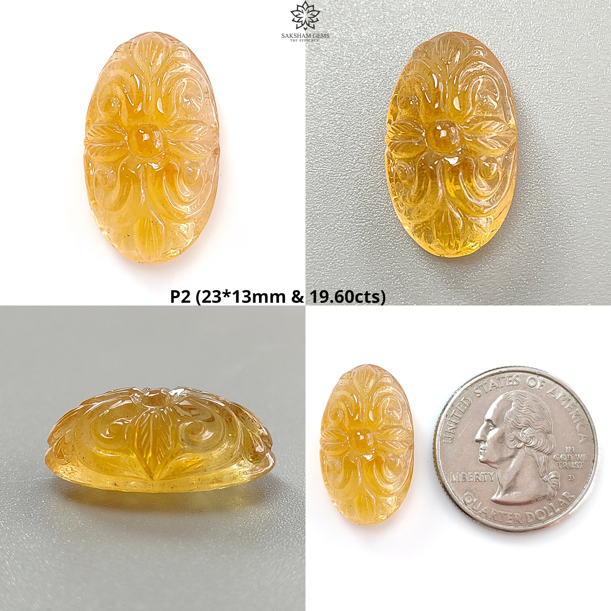 Natural Untreated Yellow Citrine Gemstone - Hand Carved Oval Shape 1pc for Jewelry Making | Healing Crystal, Birthstone Gift, Meditation Stone, Energy Stone Collection