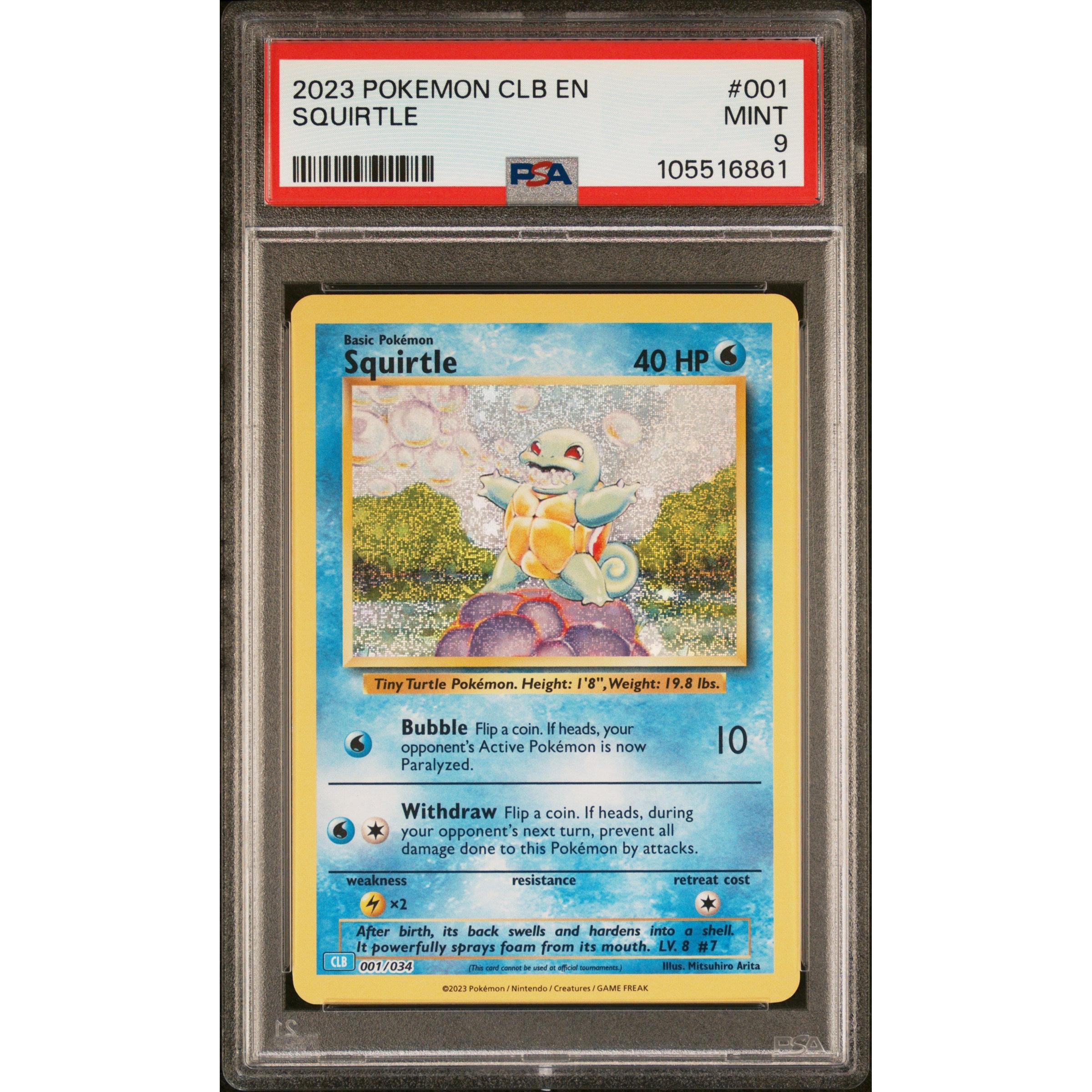 2023 Pokemon Classic Collection Squirtle 001/034 PSA 9 Graded Card - Rare Collectible for Pokemon Fans & Trading Card Game Players (Perfect for Display, Investment & Battles)